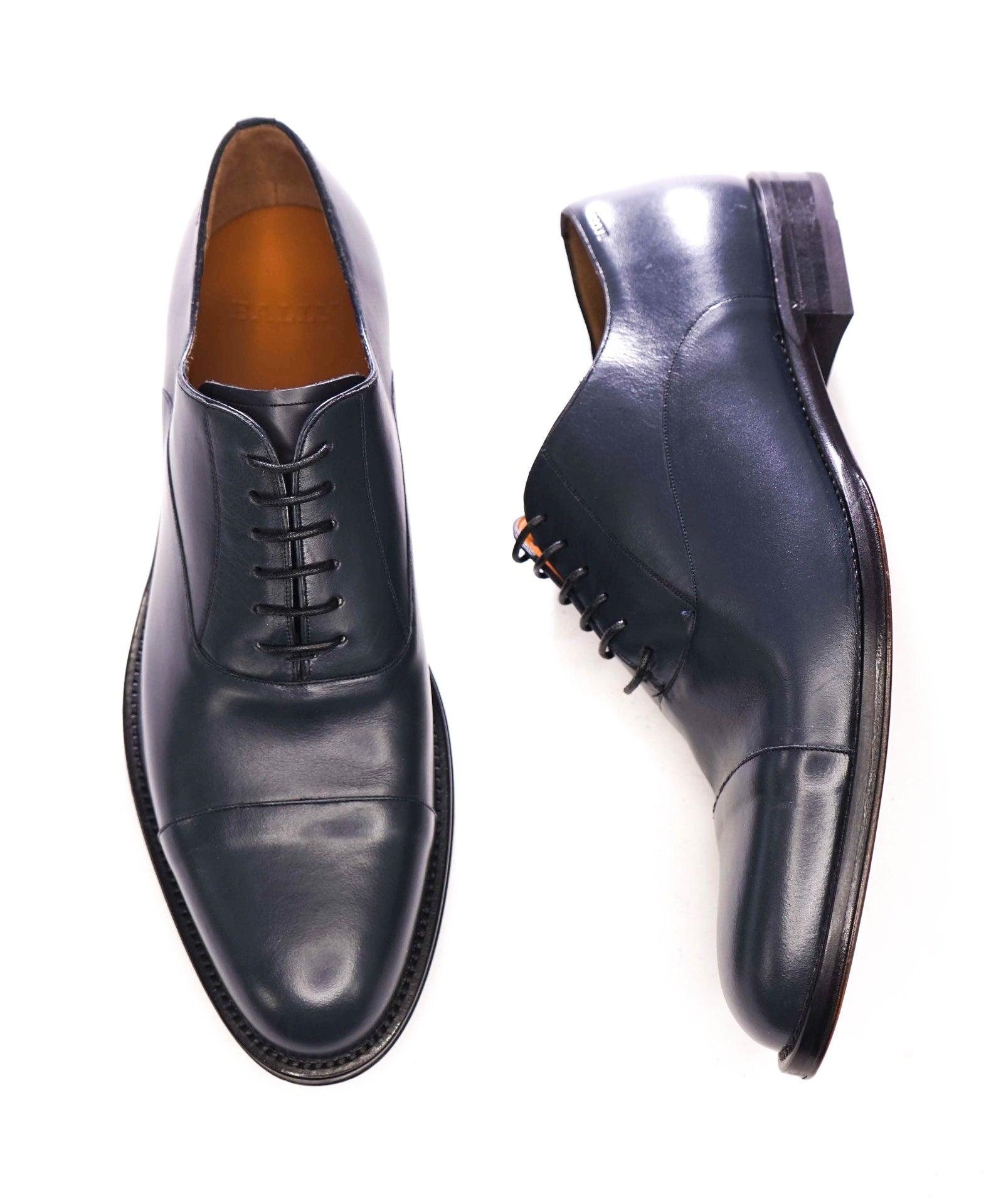 $870 BALLY - Navy Blue Leather Oxfords - US 11 (UK10)
