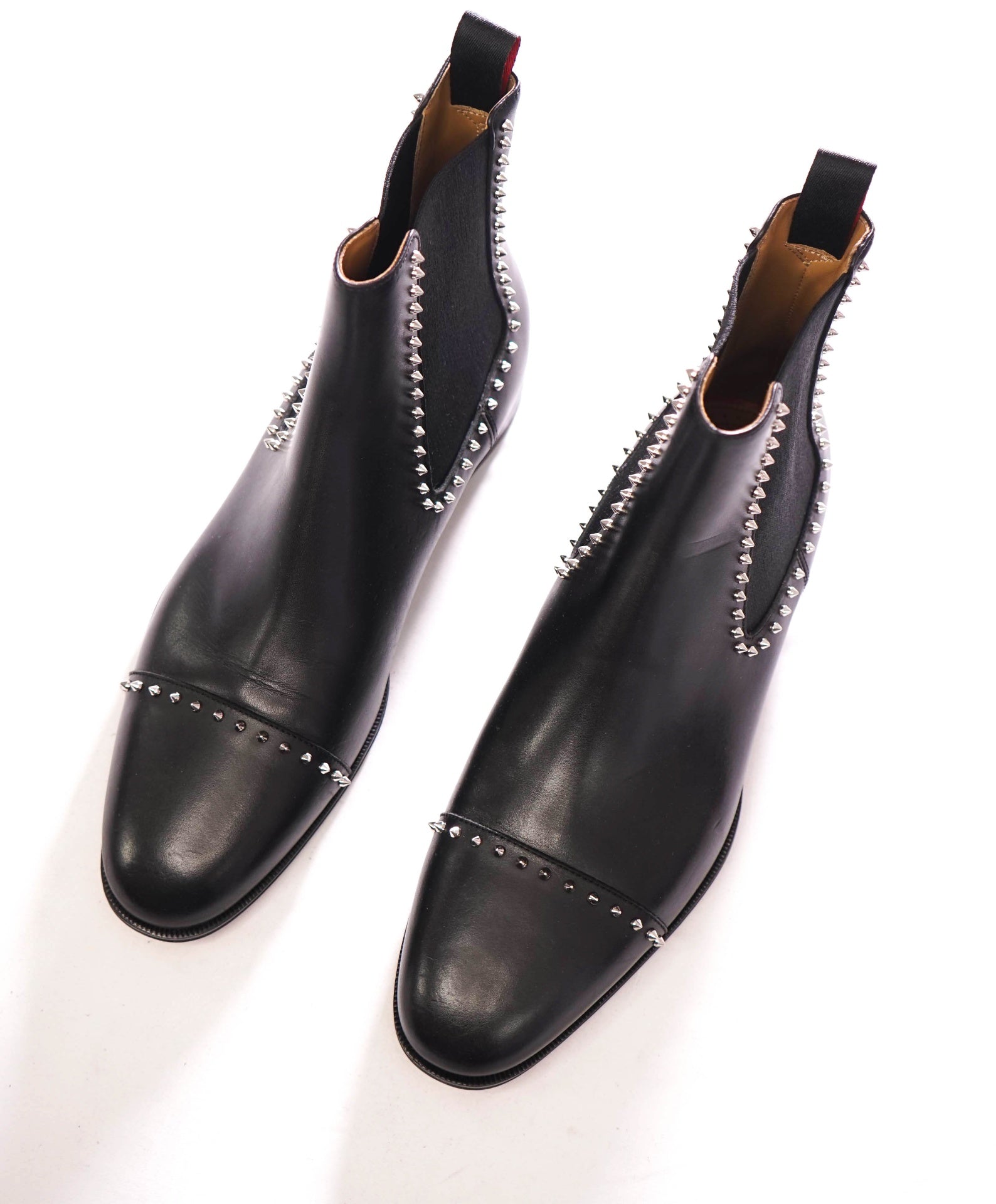 $1,345 CHRISTIAN LOUBOUTIN - Black Cloo Leather Spike Boots - US 10 (9UK)