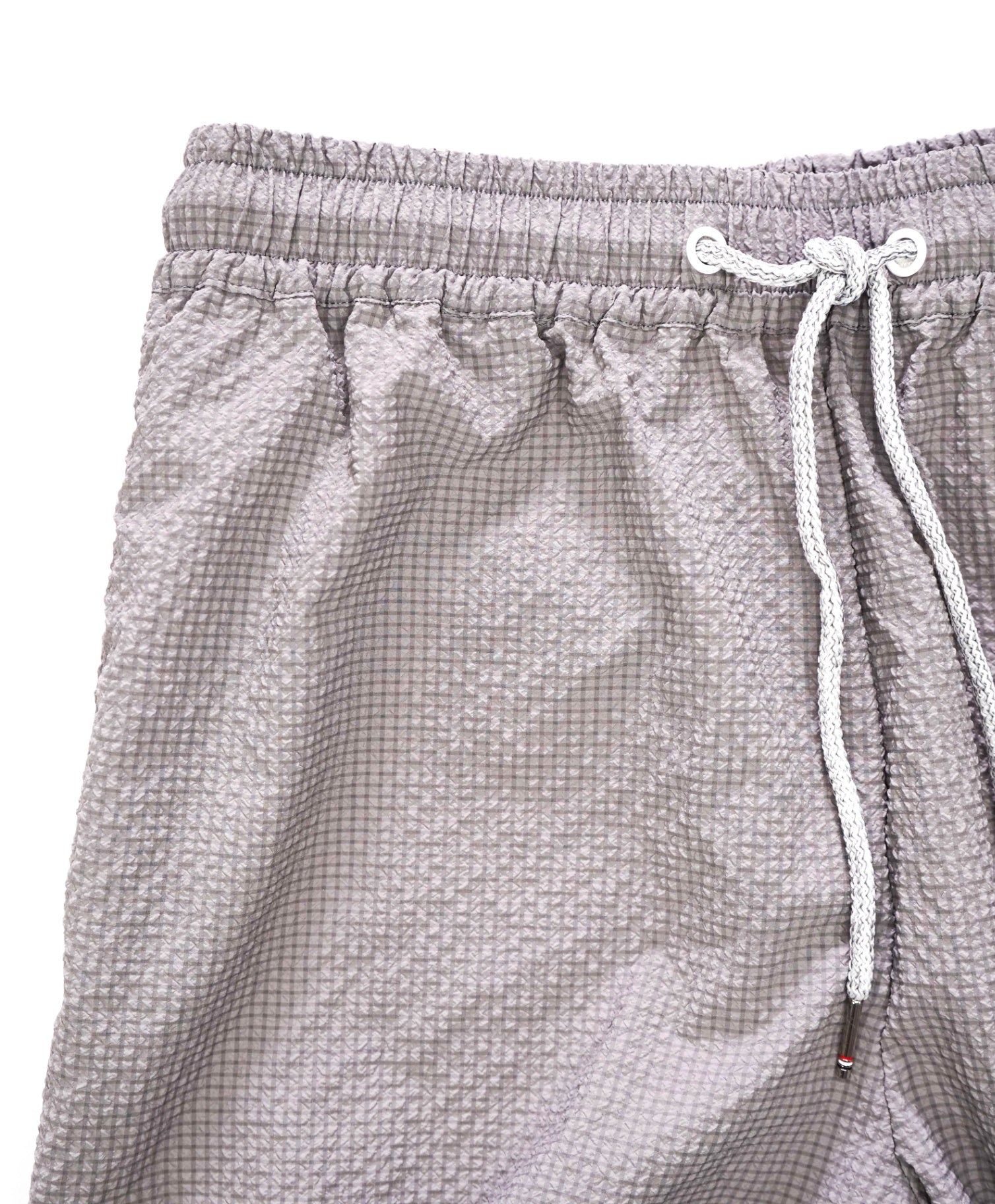 $950 THOM BROWNE - Micro Check Gray Cotton Seersucker Shorts - 32W