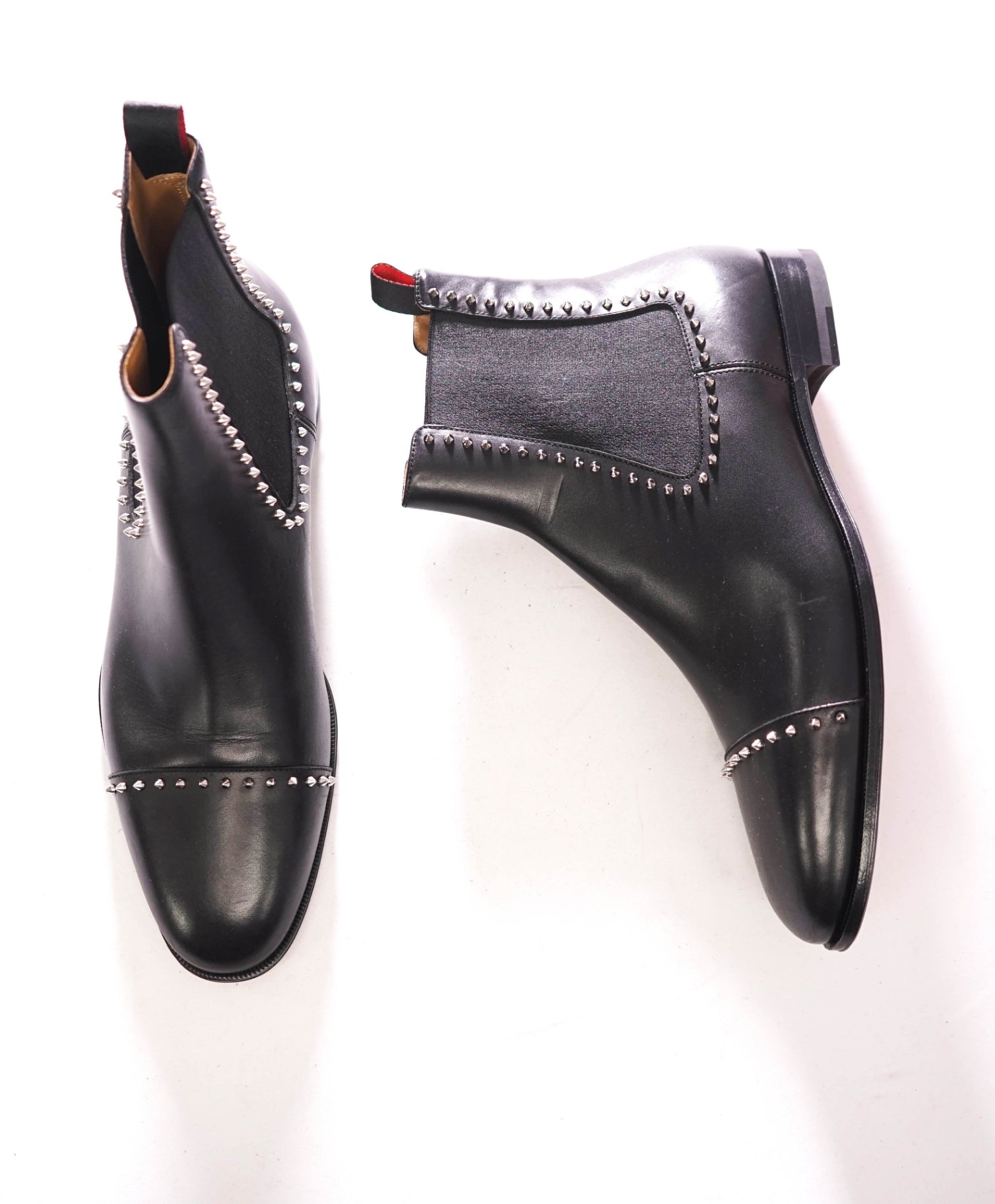 $1,345 CHRISTIAN LOUBOUTIN - Black Cloo Leather Spike Boots - US 10 (9UK)