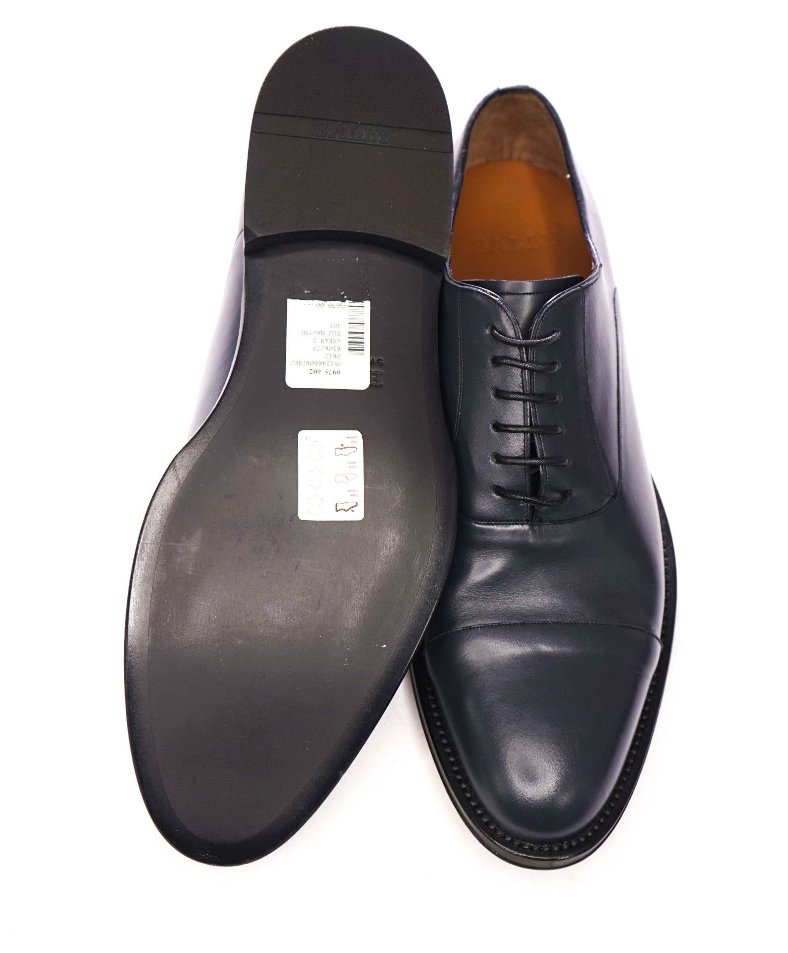 $870 BALLY - Navy Blue Leather Oxfords - US 11 (UK10)