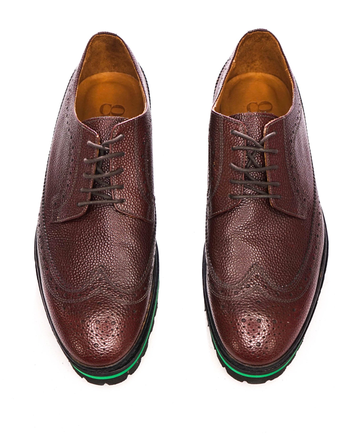 $355 BARNEYS NEWYORK - Brown Pebbled Leather Lug Sole - 10 M