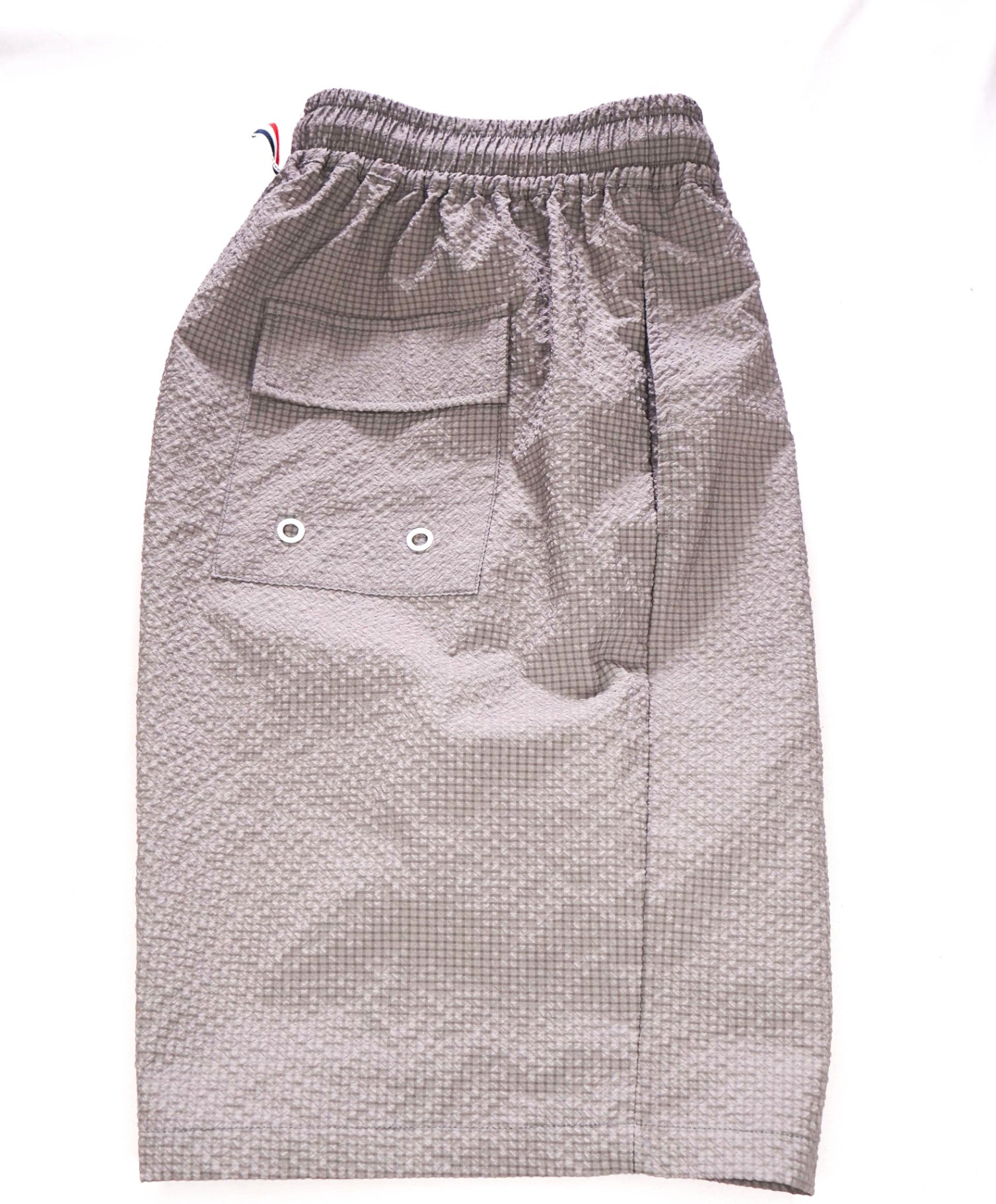$950 THOM BROWNE - Micro Check Gray Cotton Seersucker Shorts - 32W