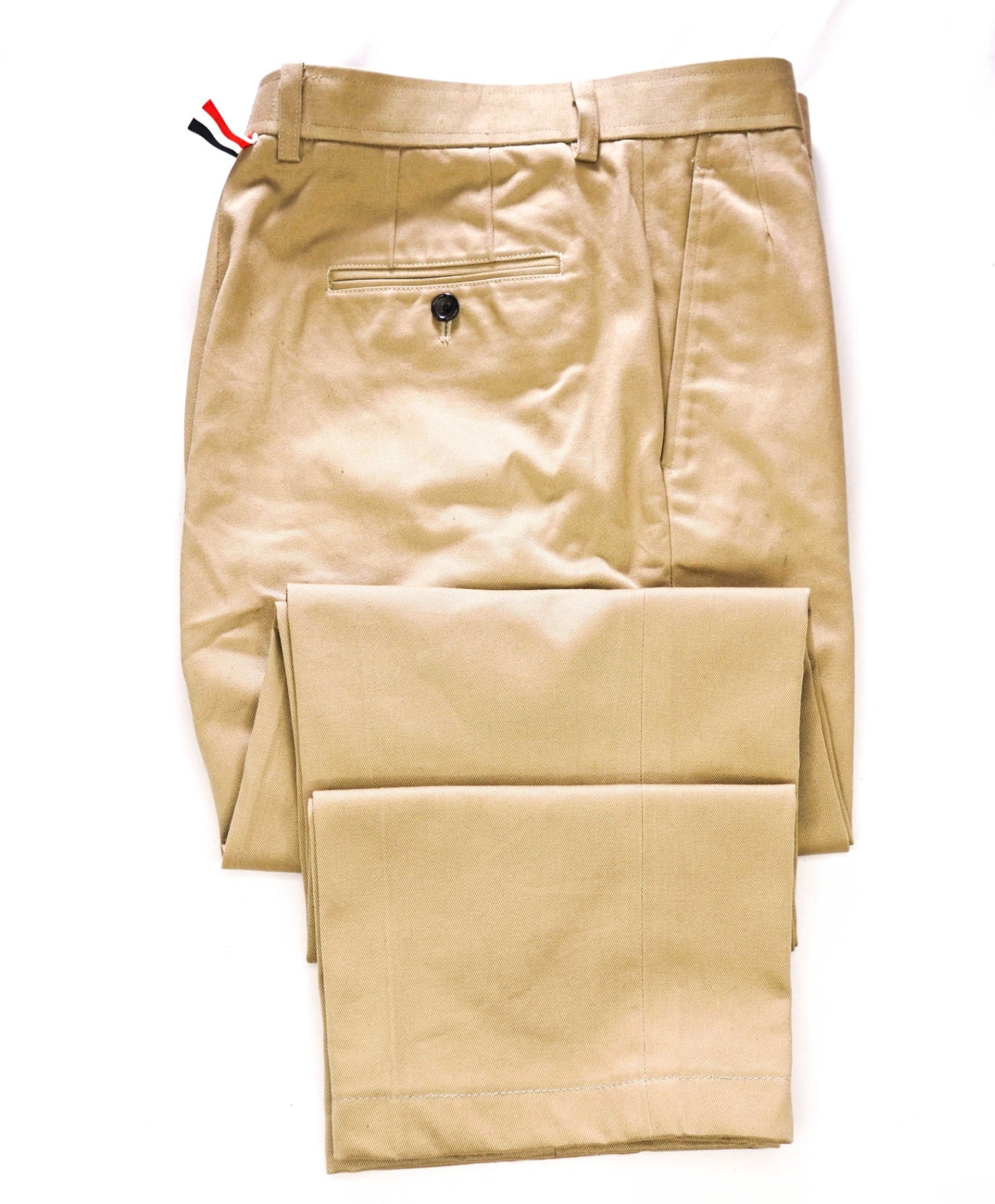 $855 THOM BROWNE - Solid Khaki Chinos - 34W (SZ 3 TB)