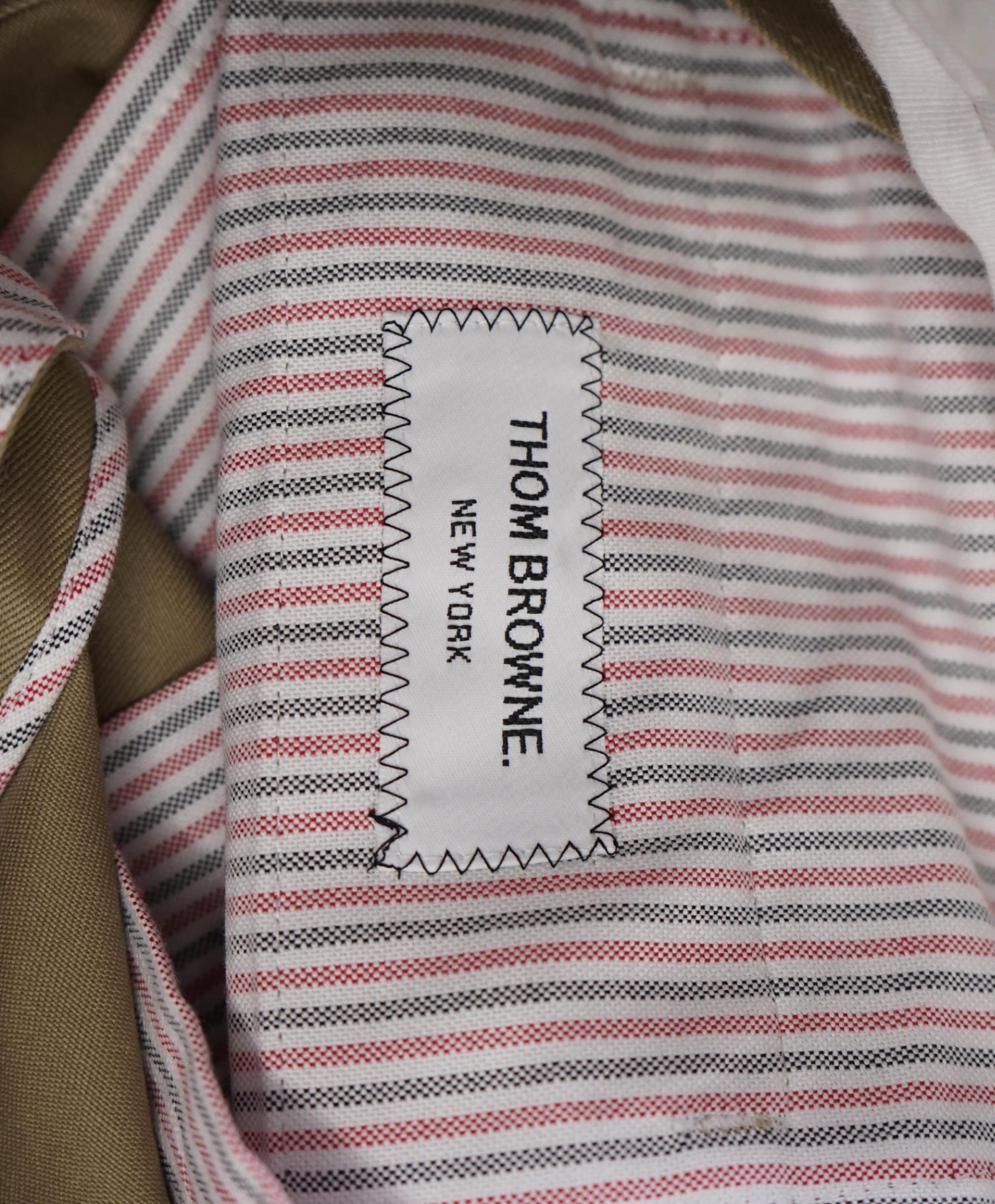 $855 THOM BROWNE - Solid Khaki Chinos - 34W (SZ 3 TB)