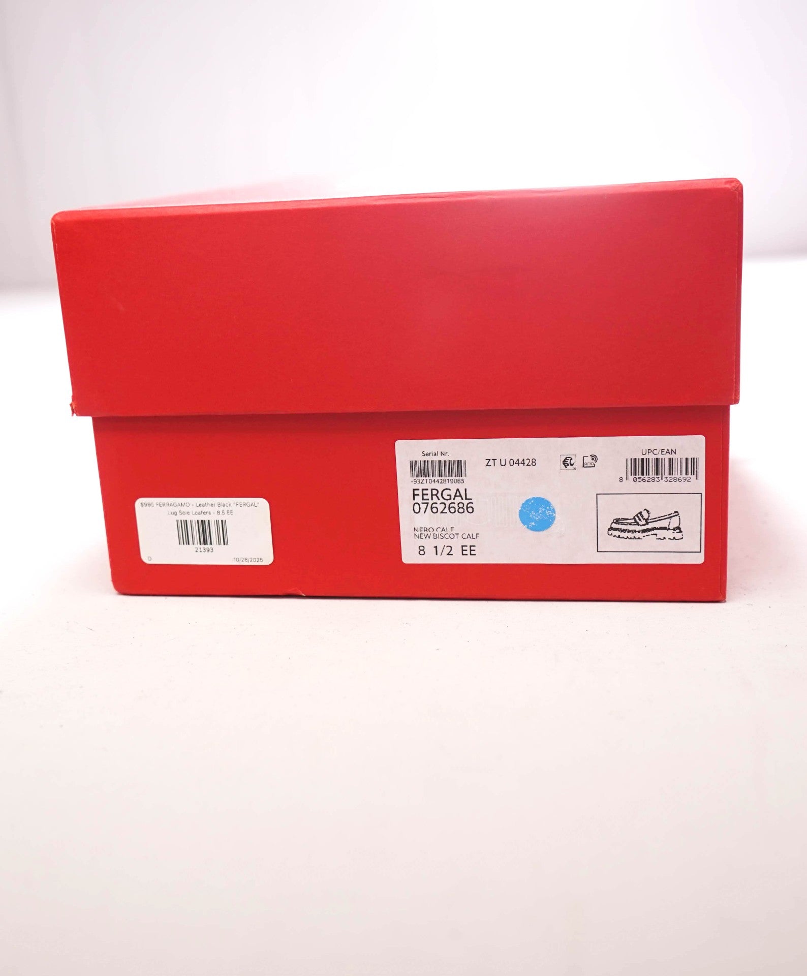 $995 FERRAGAMO - Leather Black "FERGAL" Lug Sole Loafers - 8.5 EE