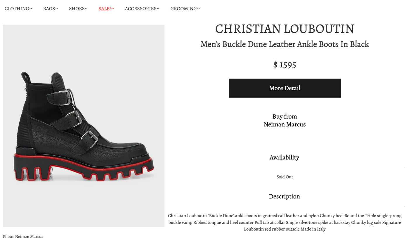 $1,595 CHRISTIAN LOUBOUTIN - DUNE Black Leather Boots - US 10 (43EU)