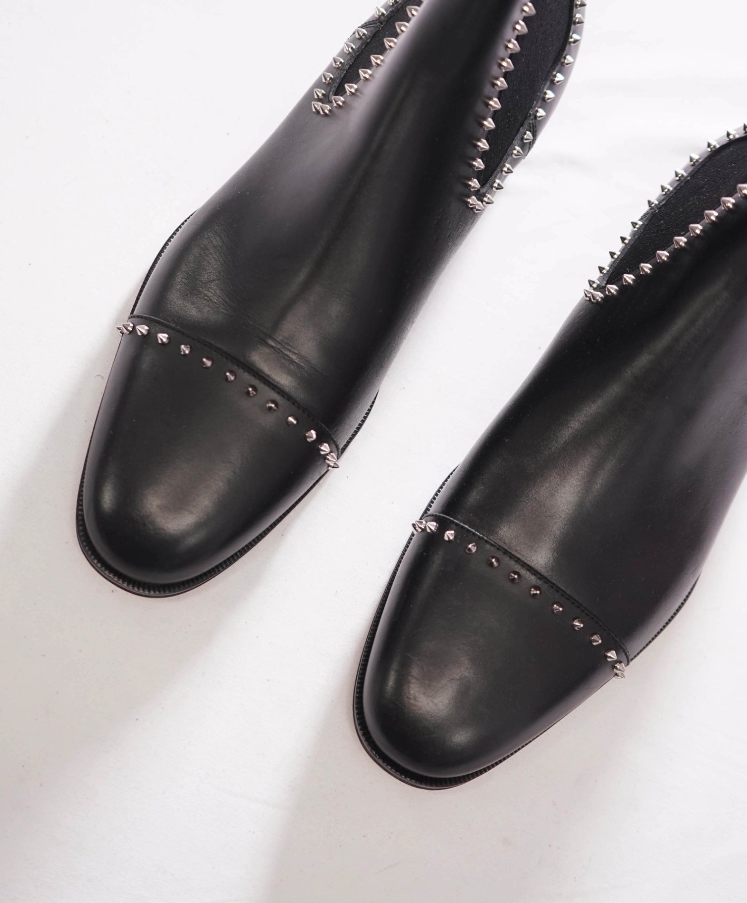 $1,345 CHRISTIAN LOUBOUTIN - Black Cloo Leather Spike Boots - US 10 (9UK)