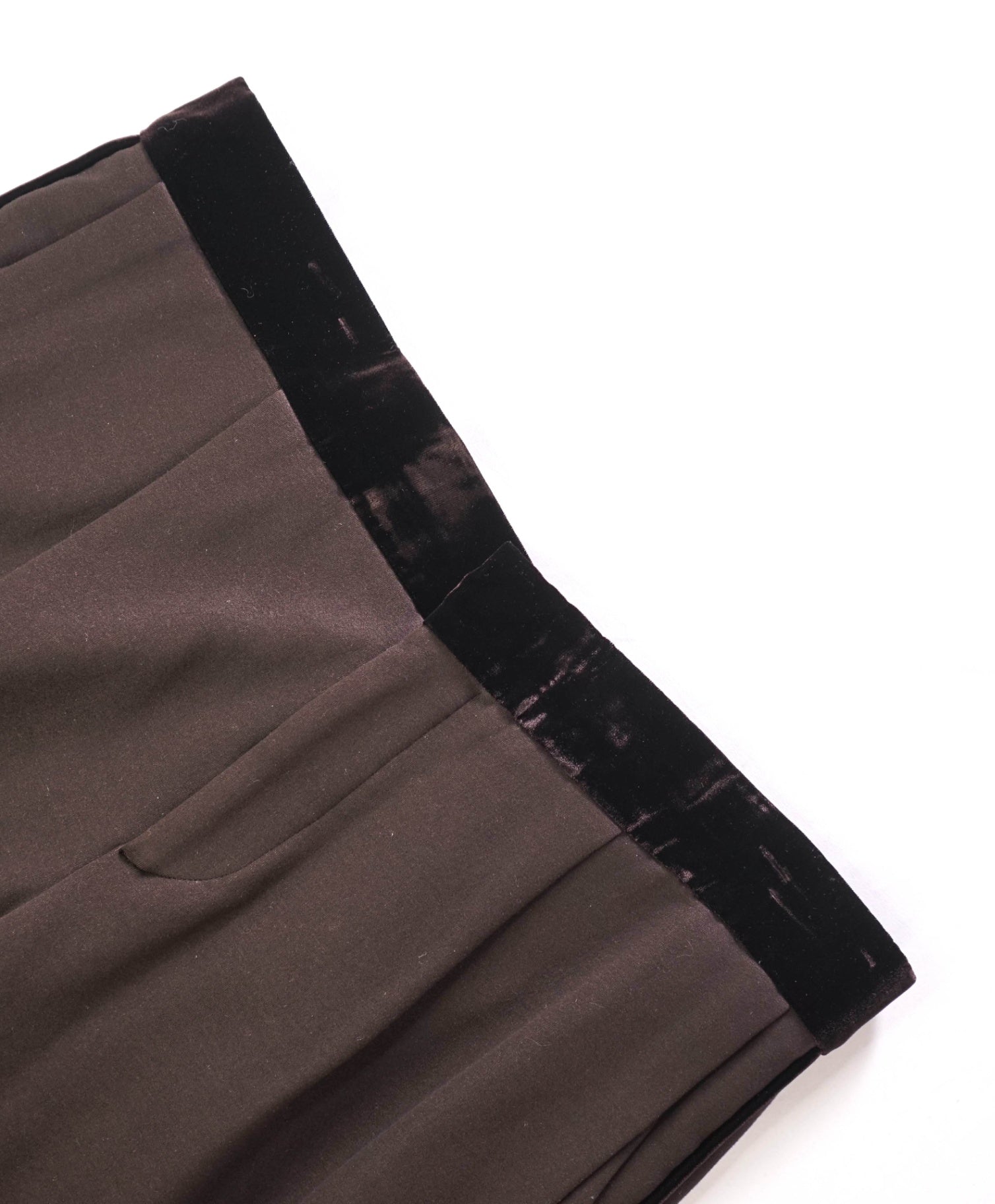 $825 GIORGIO ARMANI - Brown Velvet Tipped Dinner Pants - 38W