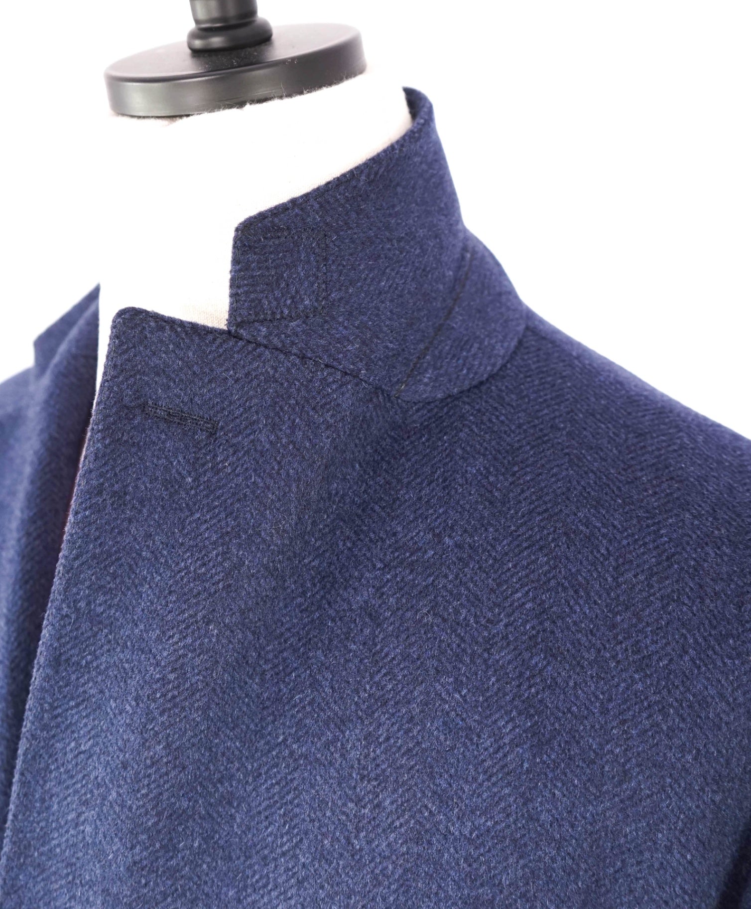$2,495 PAUL STUART - Blue Herringbone Wool/Cashmere Top Coat - 46R