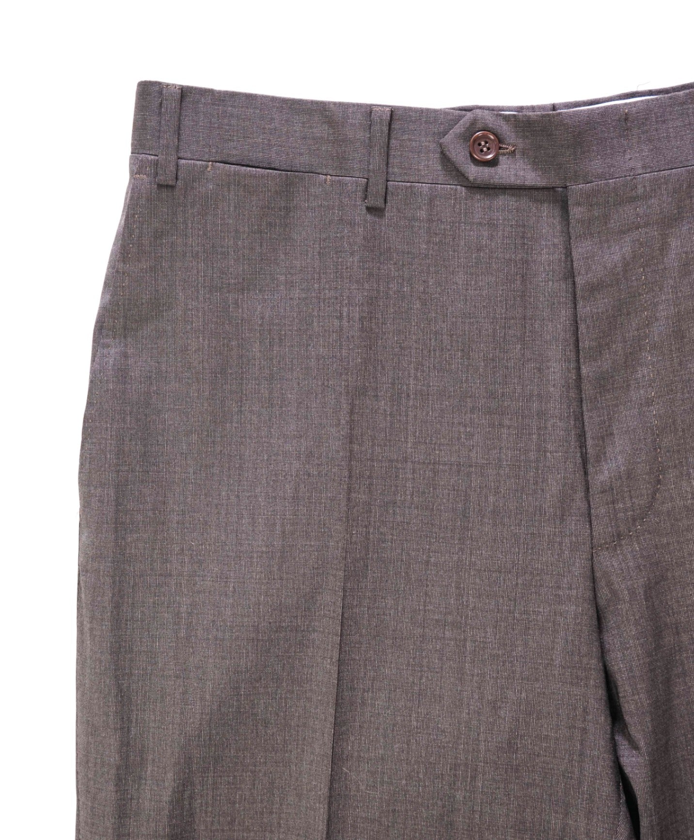 $625 CANALI - Solid Brown Wool Flat Front Dress Pants - 34W