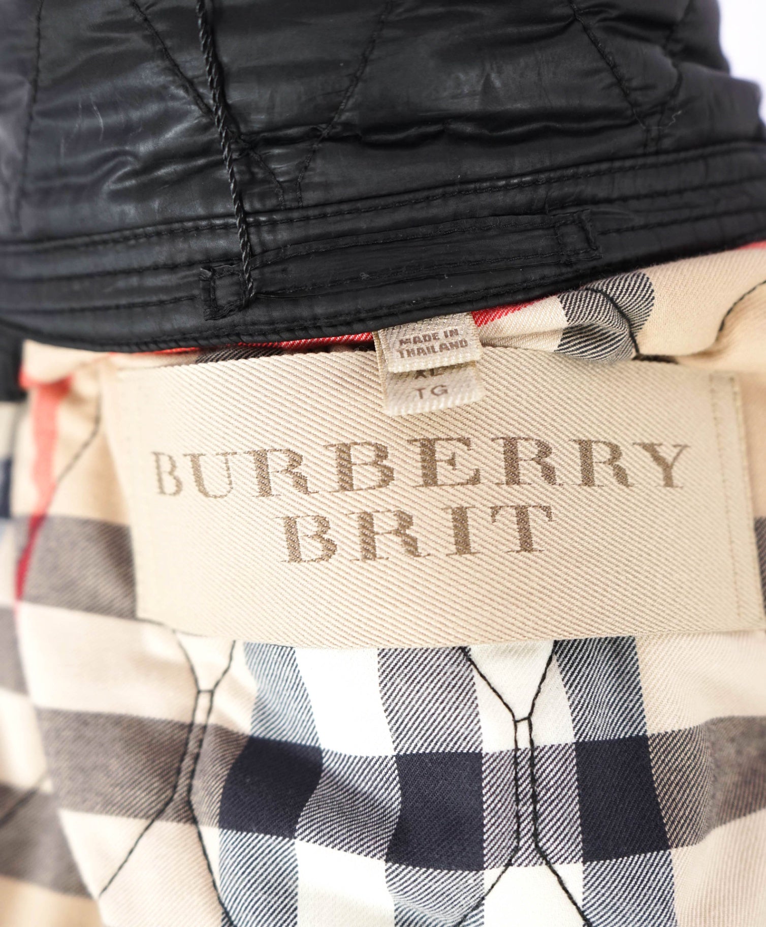 $1,695 BURBERRY BRIT - Black Quilted Jacket Leather Patches - XL