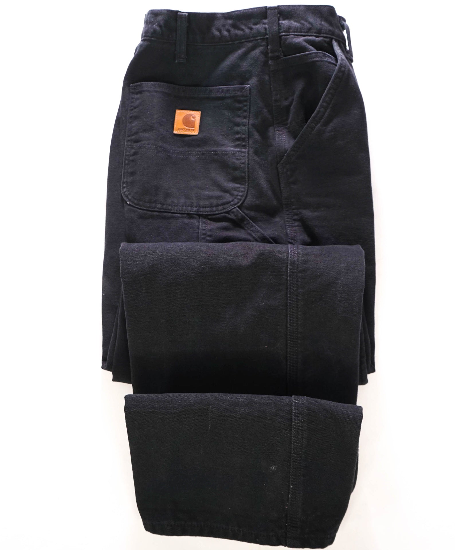 CARHARTT - Solid Black Cotton Flannel Lined Work Pants - 33W