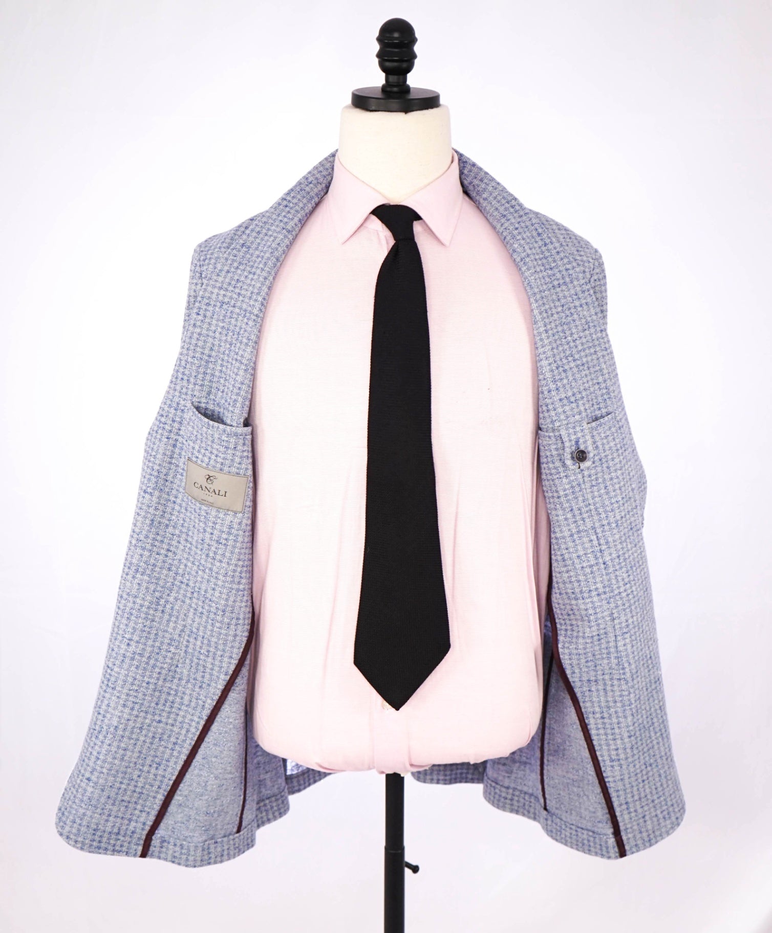 $1,895 CANALI - Textured Light Blue Cotton/Linen Sport Coat - 42R