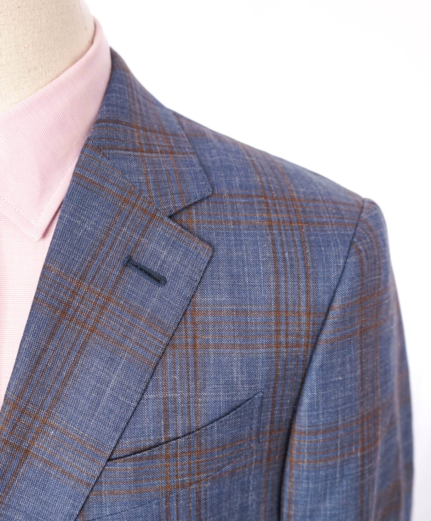 $3,295 ZEGNA - Blue Plaid Wool/Silk/Linen Blazer - 40R