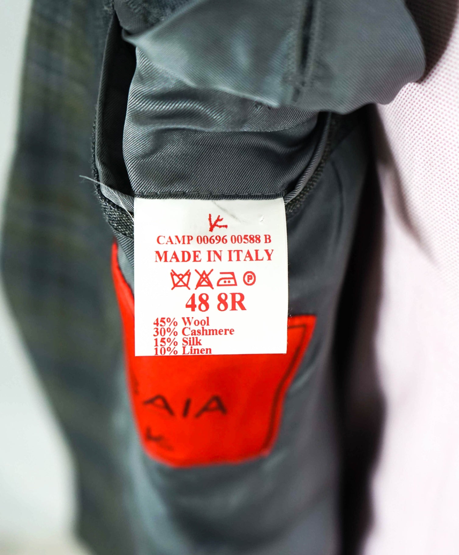 $5,225 ISAIA - Green Cashmere/Silk/Linen Double Breasted Blazer -38R