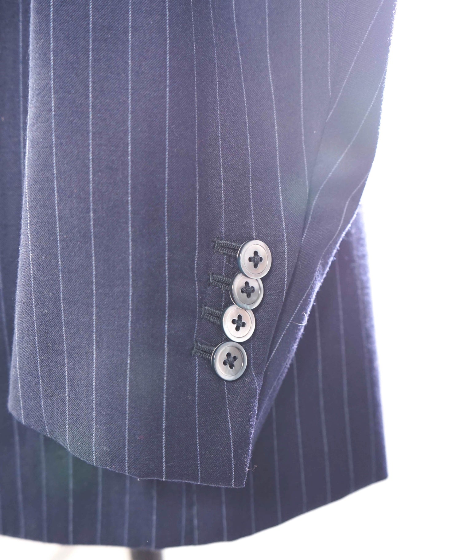 $4,995 ISAIA - Blue Stripe Flannel Wool/Silk Suit - Custom: Fits 40R (52EU Tag)