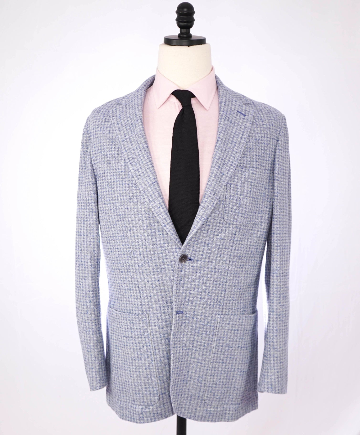 $1,895 CANALI - Textured Light Blue Cotton/Linen Sport Coat - 42R