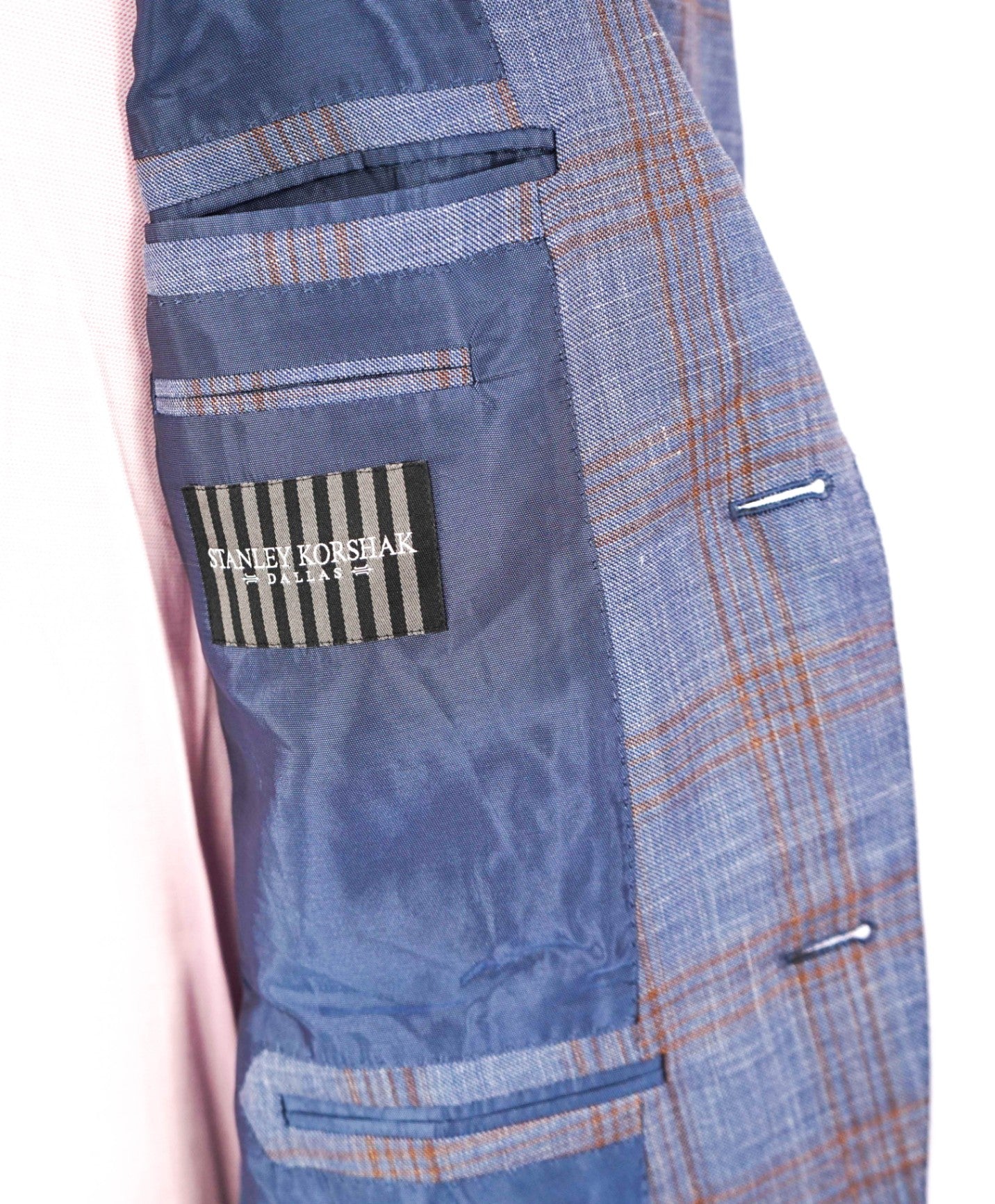 $3,295 ZEGNA - Blue Plaid Wool/Silk/Linen Blazer - 40R