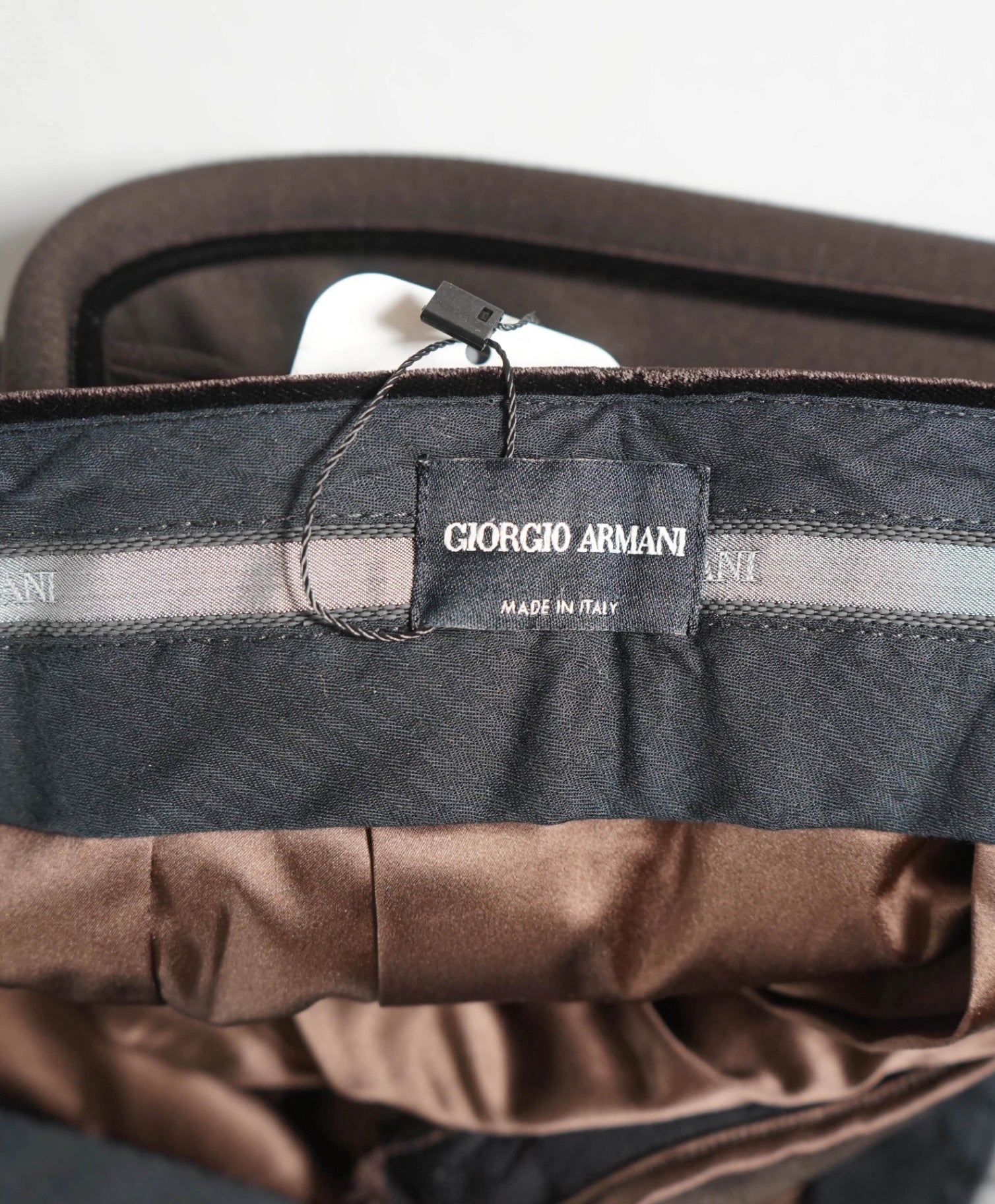 $825 GIORGIO ARMANI - Brown Velvet Tipped Dinner Pants - 38W