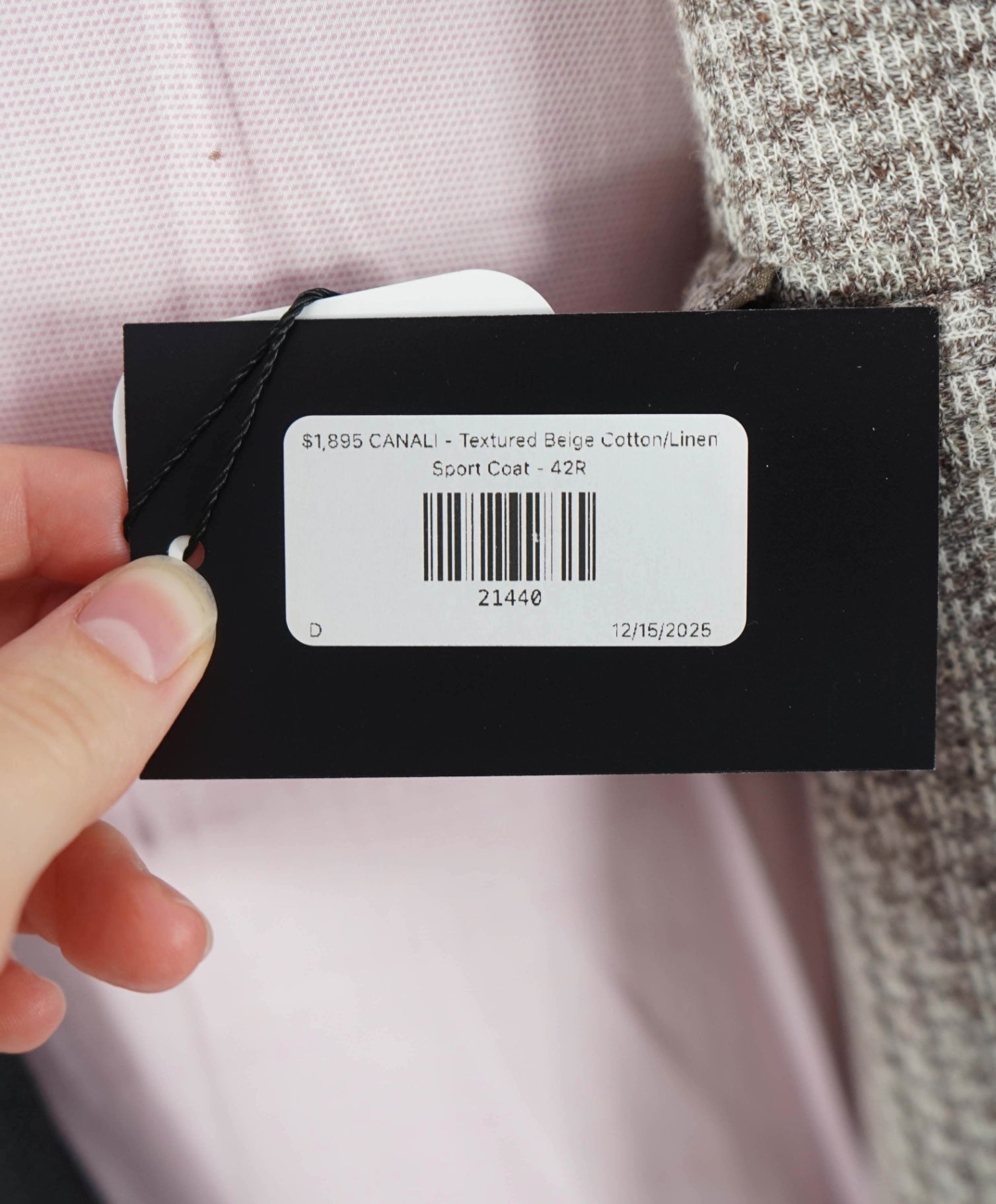 $1,895 CANALI - Textured Beige Cotton/Linen Sport Coat - 42R