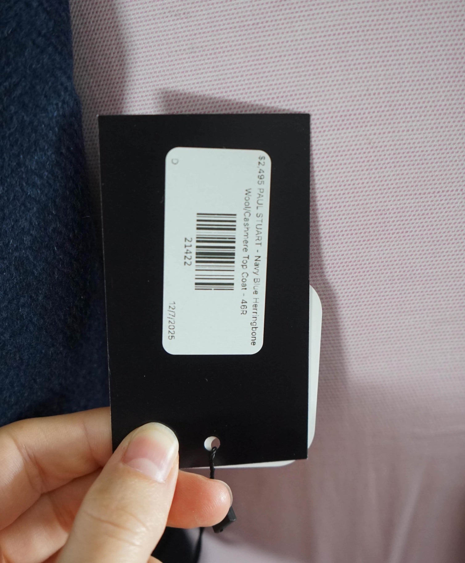 $2,495 PAUL STUART - Blue Herringbone Wool/Cashmere Top Coat - 46R