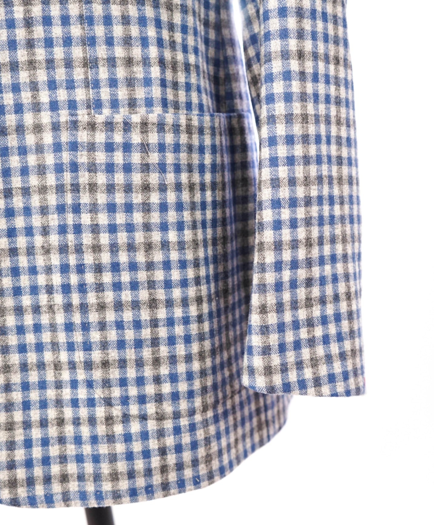 $3,995 ISAIA - Blue/Gray Gingham Wool & Cashmere Blazer - 48R