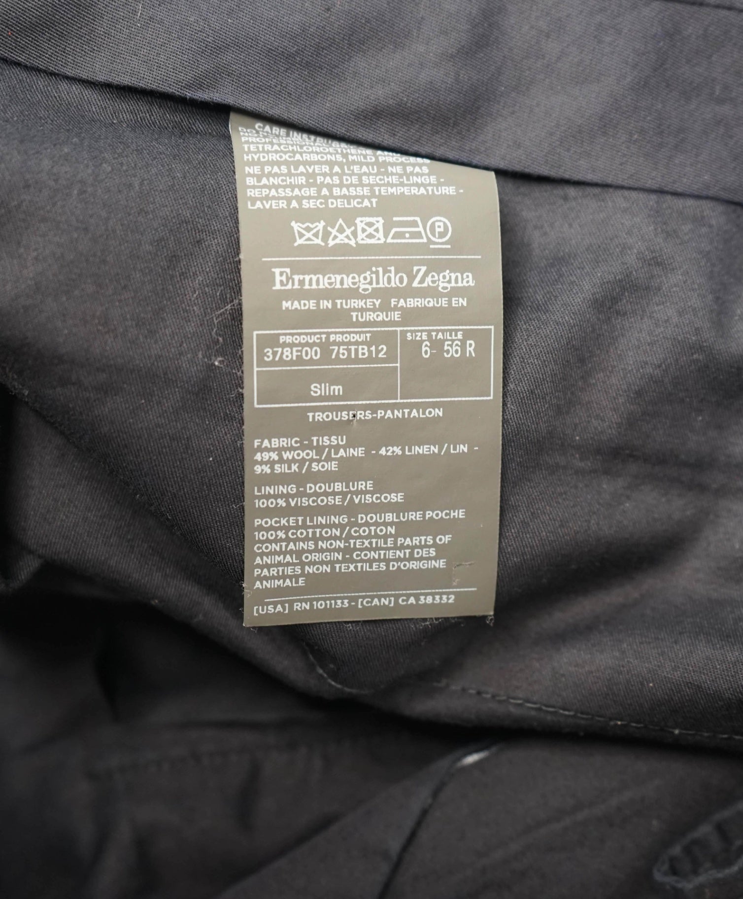 $895 ZEGNA - "CROSSOVER" Light Blue Plaid Wool/Linen/Silk Pants - 38W