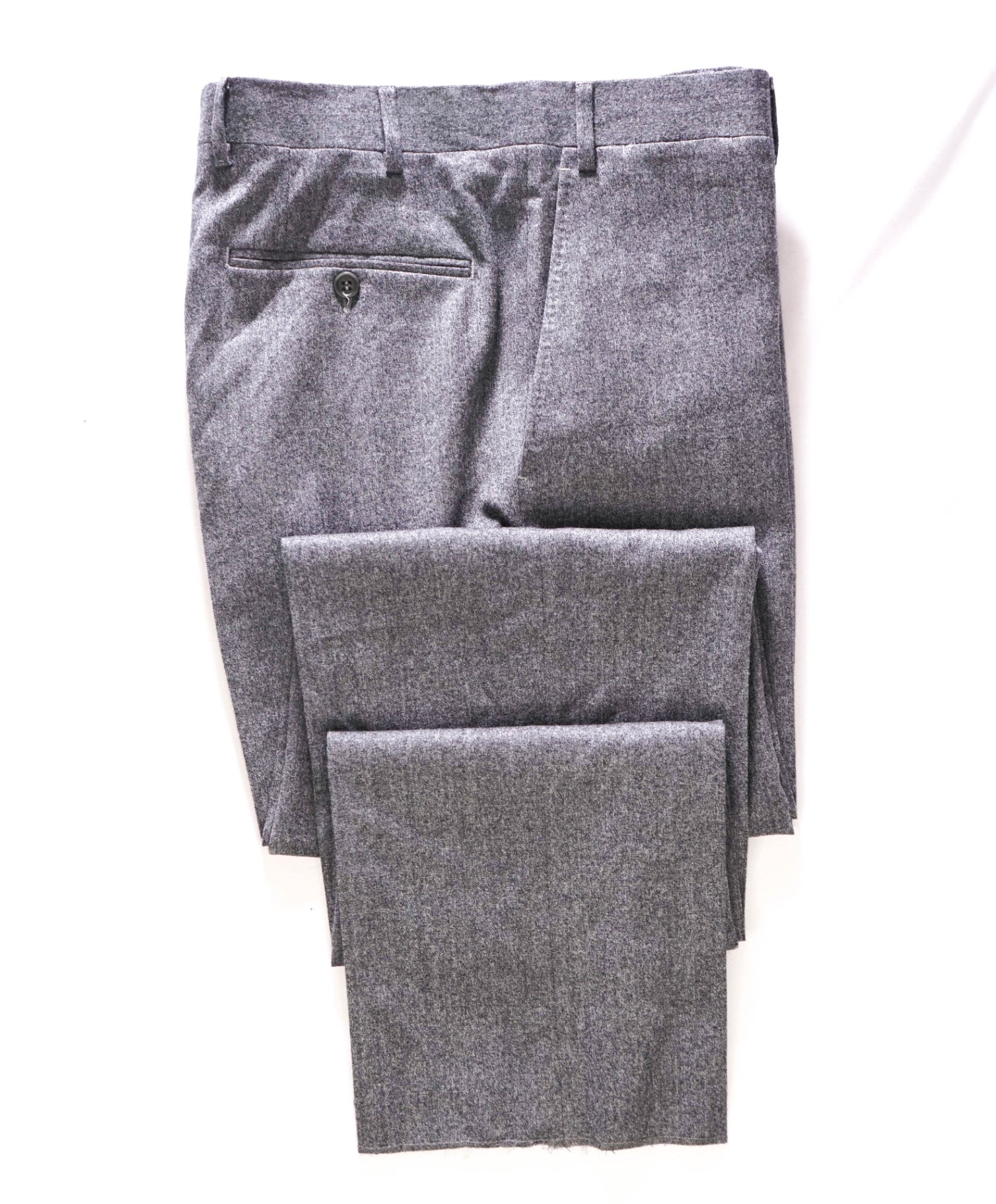 $625 CANALI - Solid Gray Flannel Wool Flat Front Pants - 34W