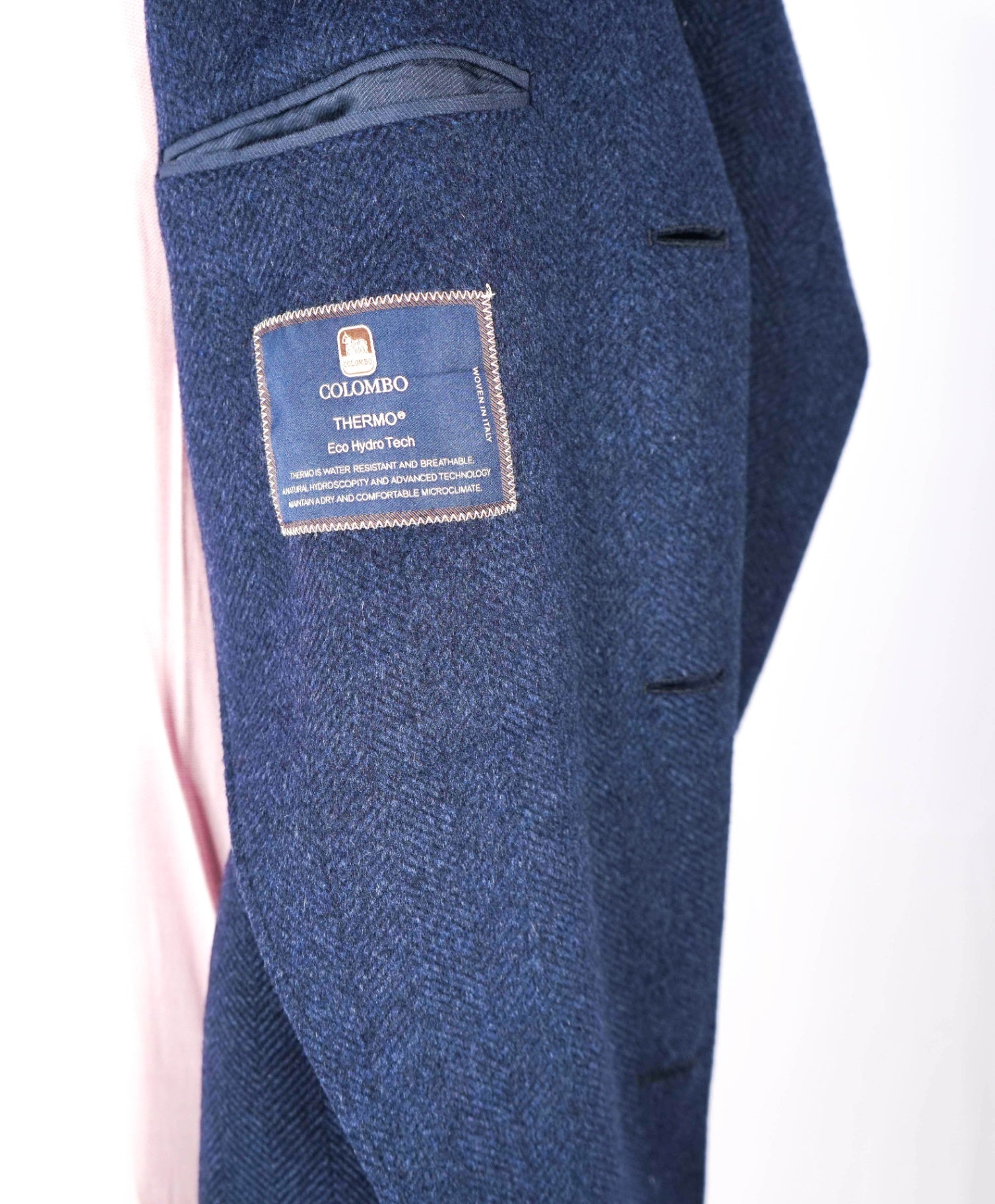 $2,495 PAUL STUART - Blue Herringbone Wool/Cashmere Top Coat - 46R