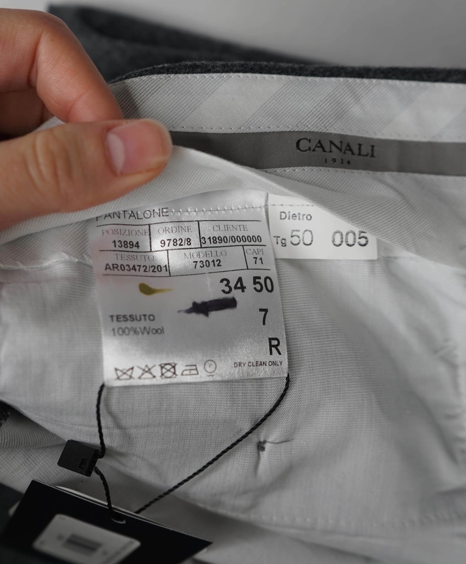 $625 CANALI - Solid Gray Flannel Wool Flat Front Pants - 34W