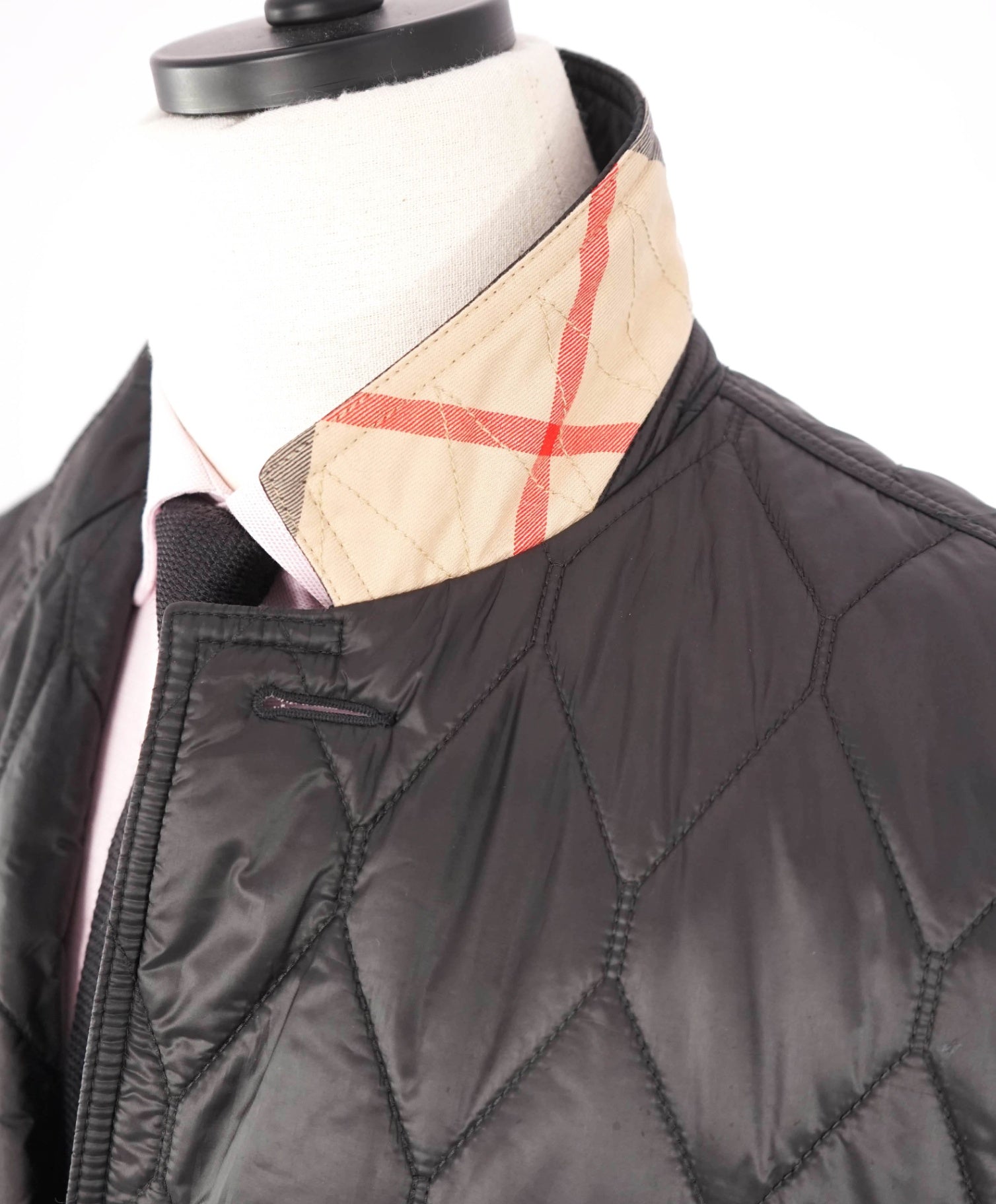 $1,695 BURBERRY BRIT - Black Quilted Jacket Leather Patches - XL