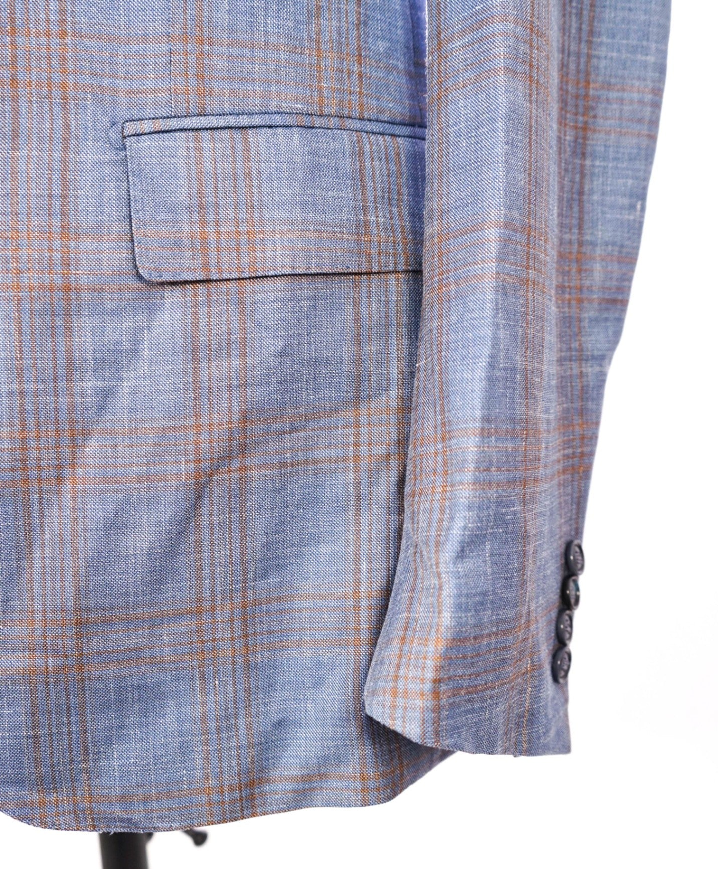 $3,295 ZEGNA - Blue Plaid Wool/Silk/Linen Blazer - 40R