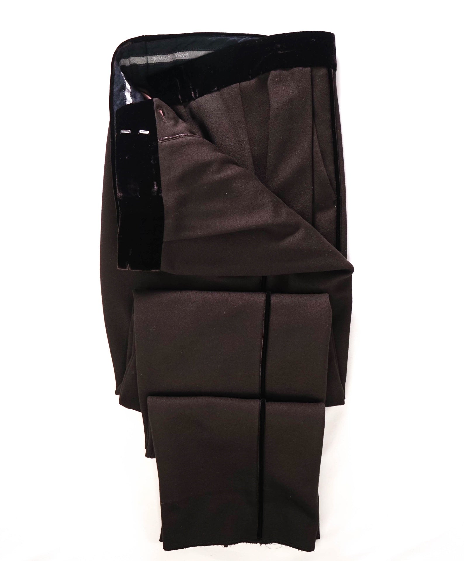 $825 GIORGIO ARMANI - Brown Velvet Tipped Dinner Pants - 38W
