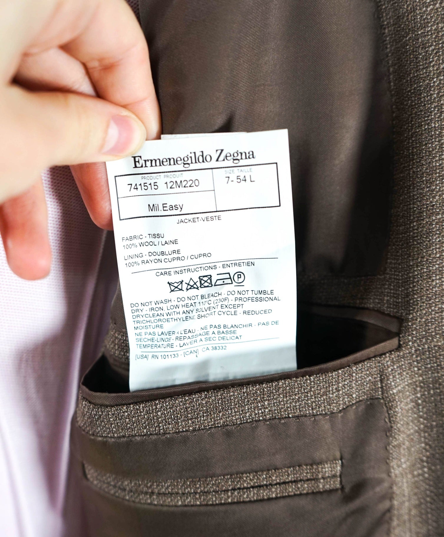 $3,295 ZEGNA - "High Performance" Solid Brown Wool Blazer - 44L