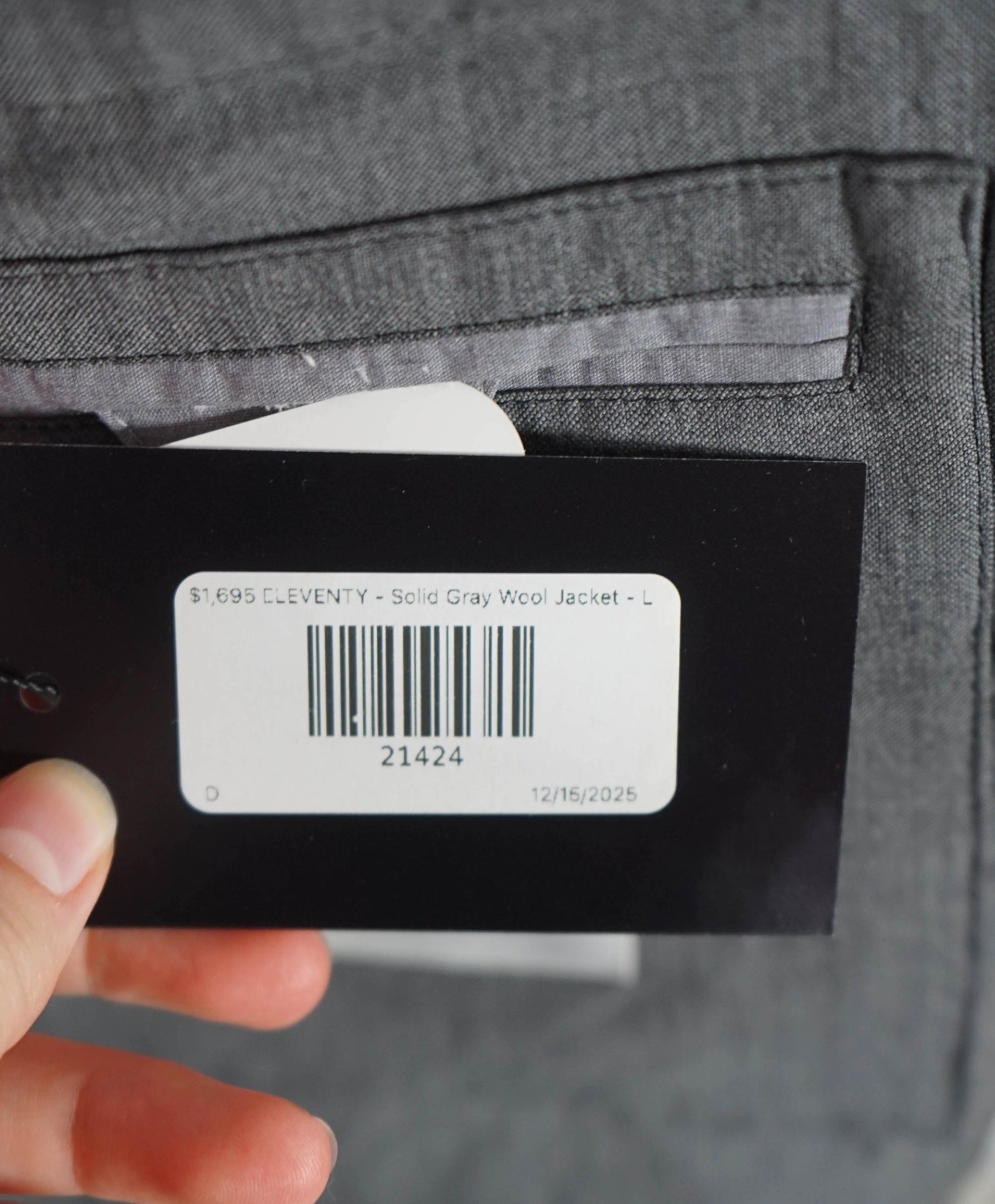 $1,995 ELEVENTY - "LORO PIANA" Solid Gray Wool Blazer/Jacket - L