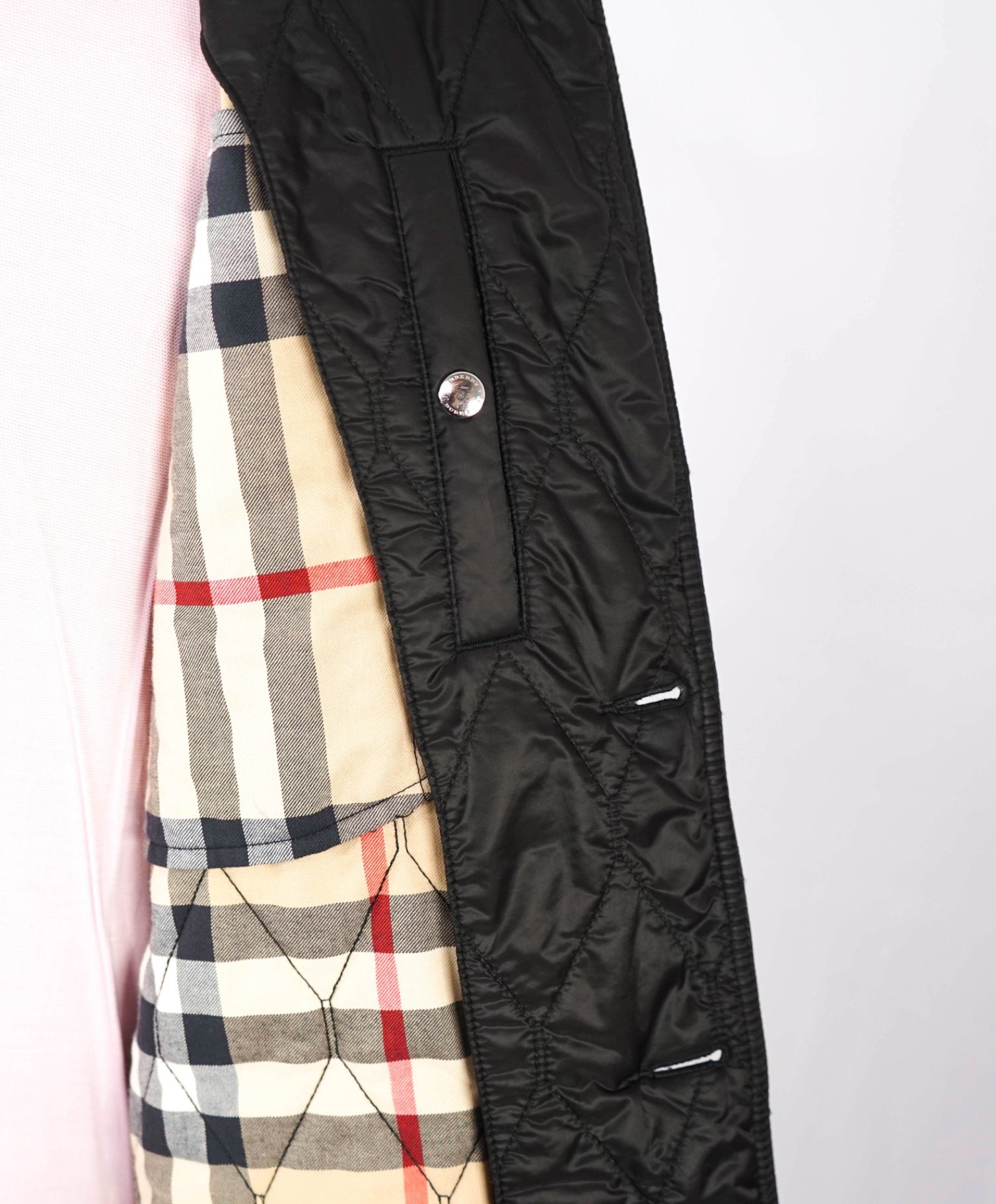 $1,695 BURBERRY BRIT - Black Quilted Jacket Leather Patches - XL