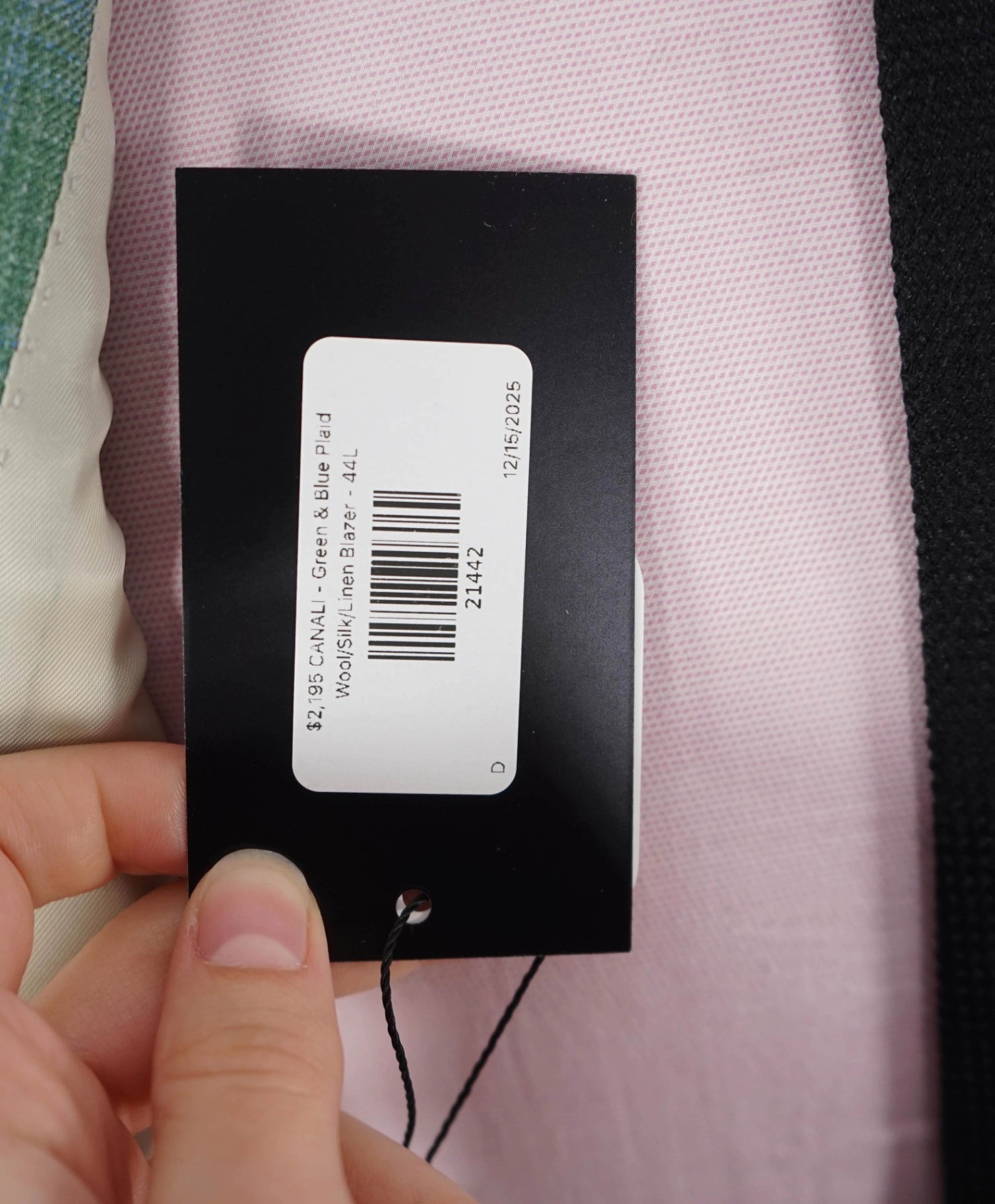 $2,195 CANALI - Green & Blue Plaid Wool/Silk/Linen Blazer - 44L