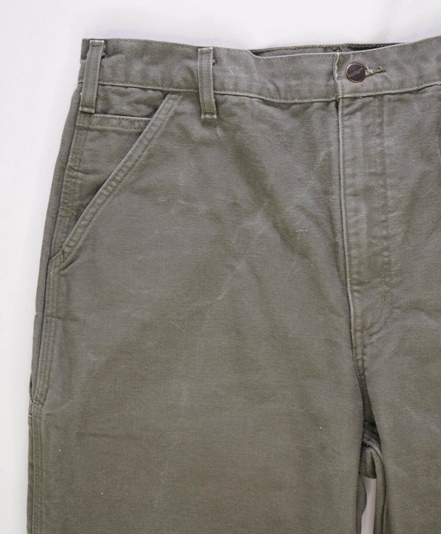 CARHARTT - Solid Green Cotton Flannel Lined Work Pants - 34W