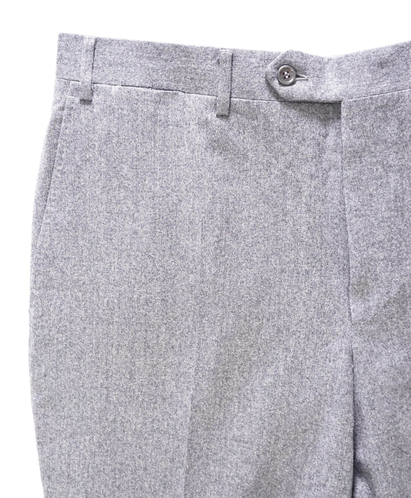 $625 CANALI - Solid Gray Flannel Wool Flat Front Pants - 34W