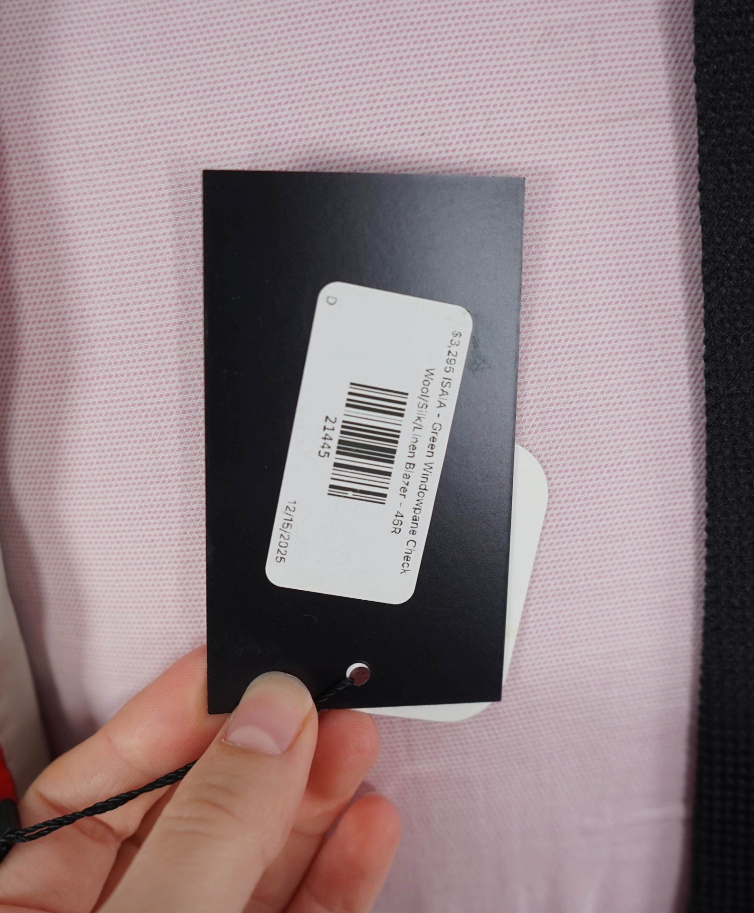 $4,295 ISAIA - Green Windowpane Check Wool/Silk/Linen Blazer - 46R