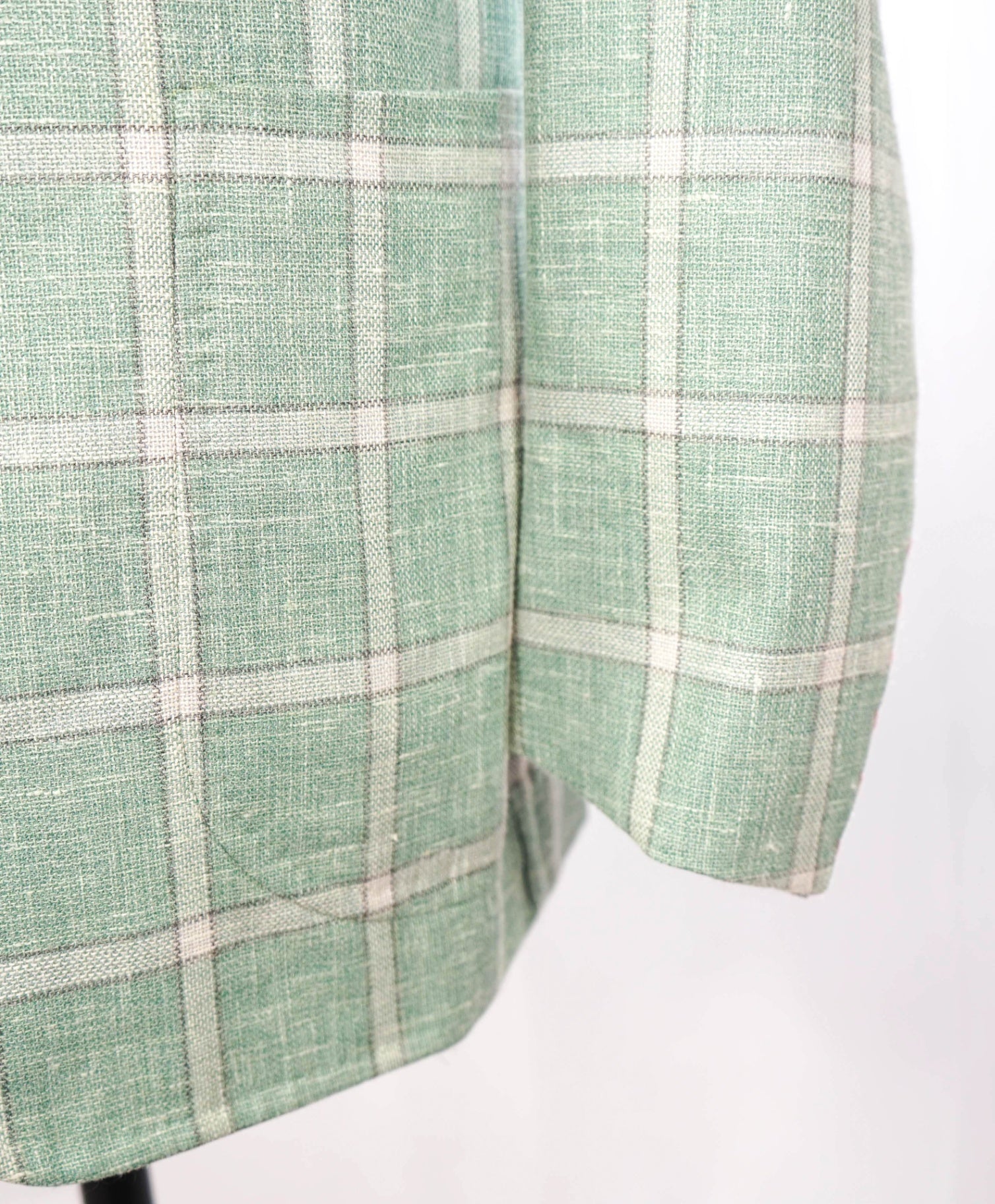 $4,295 ISAIA - Green Windowpane Check Wool/Silk/Linen Blazer - 46R