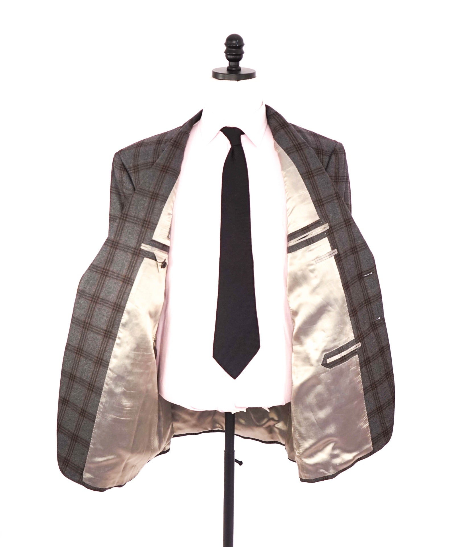 $798 ZANELLA - Gray/Brown Plaid Wool Sport Coat - 46R