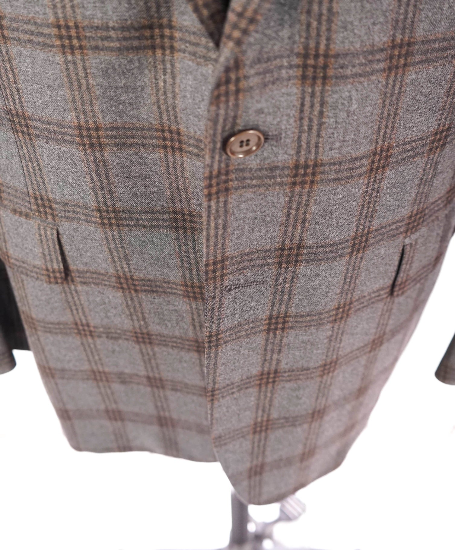 $798 ZANELLA - Gray/Brown Plaid Wool Sport Coat - 46R
