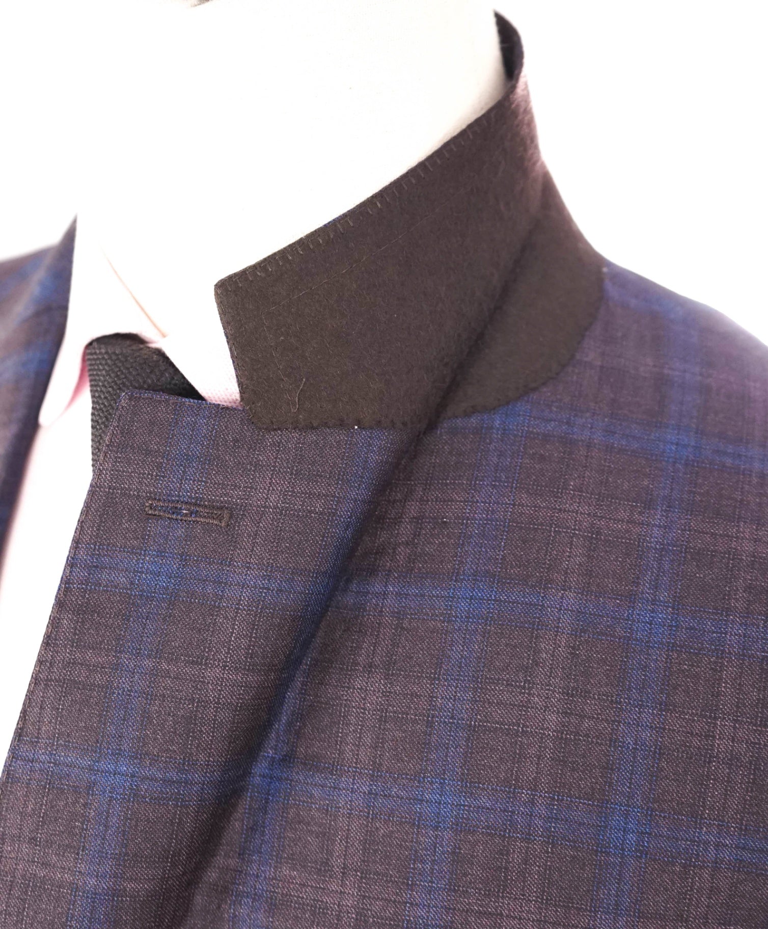 $1,895 CANALI -  Purple/Blue Plaid Wool Blazer - 46R