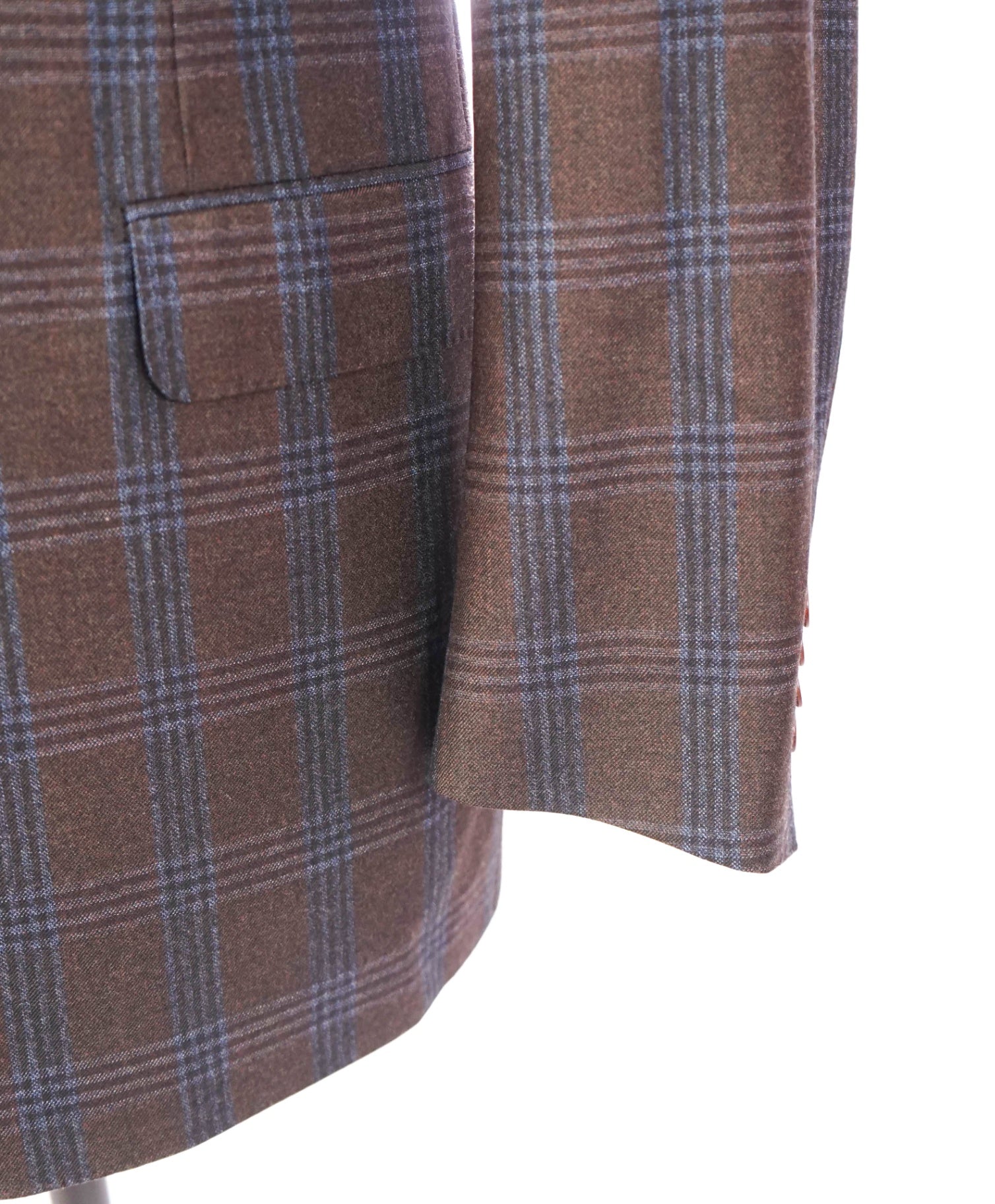 $798 ZANELLA - Brown/Blue Plaid Wool Sport Coat - 46R