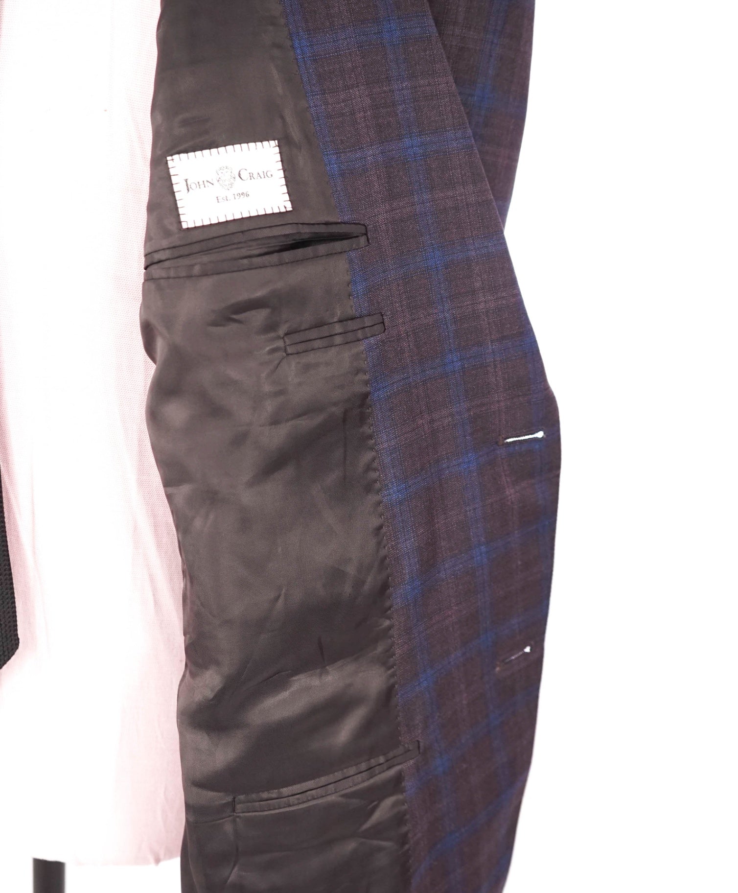 $1,895 CANALI -  Purple/Blue Plaid Wool Blazer - 46R