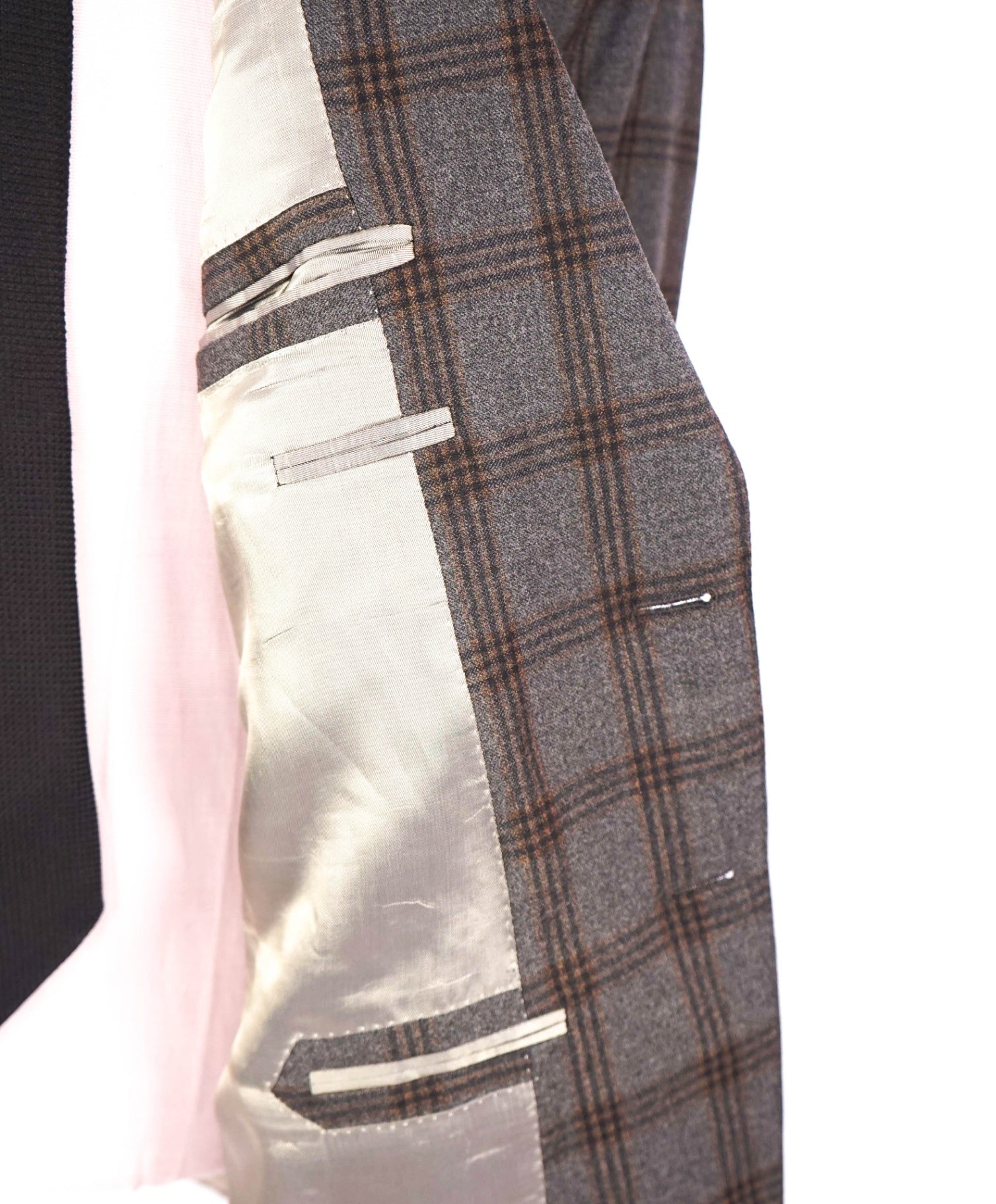 $798 ZANELLA - Gray/Brown Plaid Wool Sport Coat - 46R