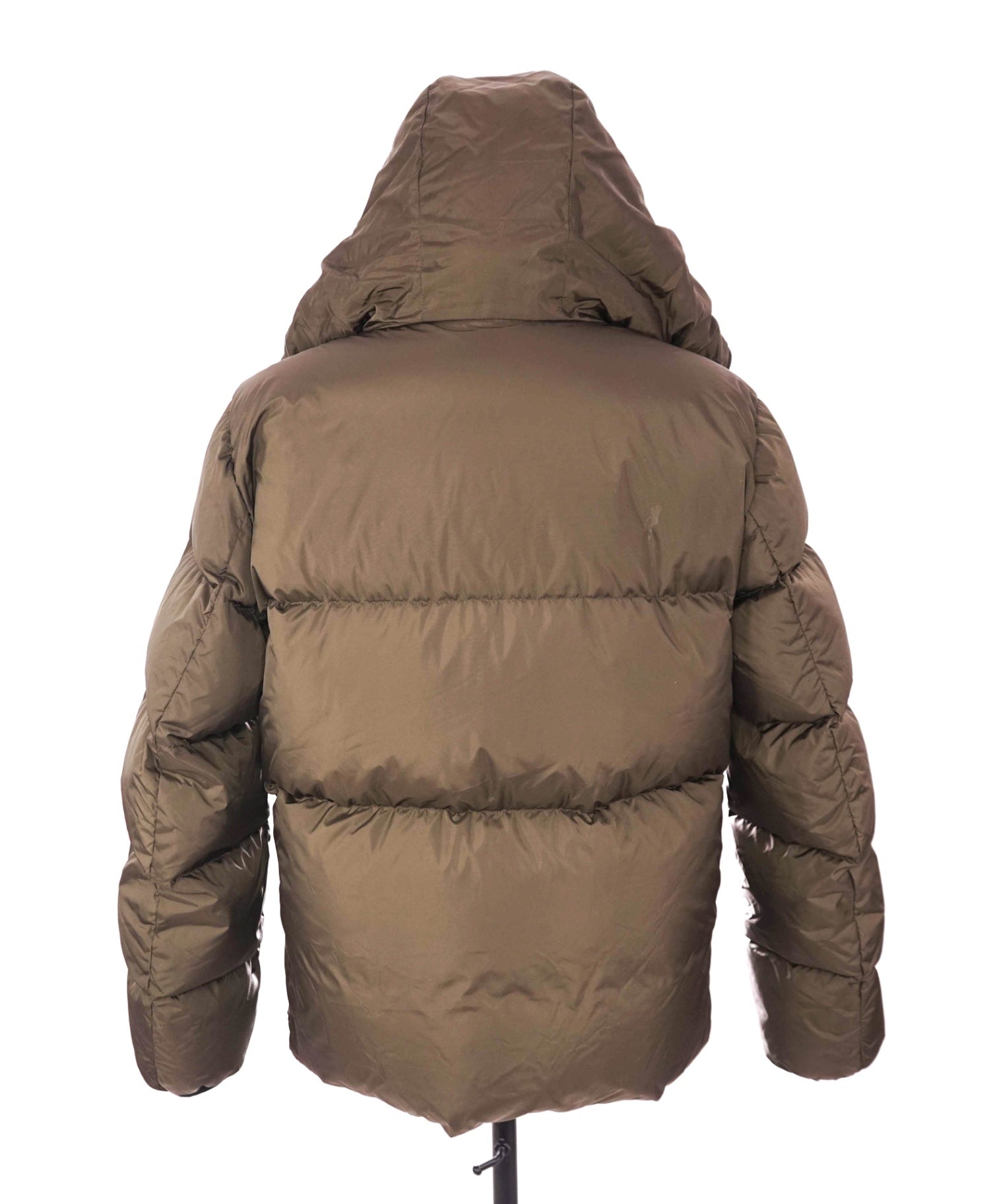 $2,290 MONCLER - Olive Green Montcla Hooded Short Down Coat - XXL