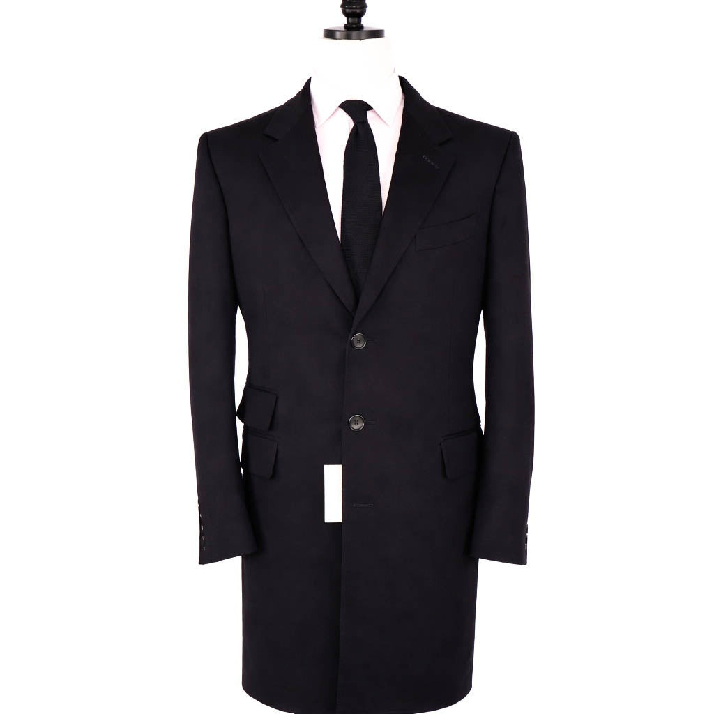 $7,990 TOM FORD - Solid Black 100% Cashmere Top Coat - 44R
